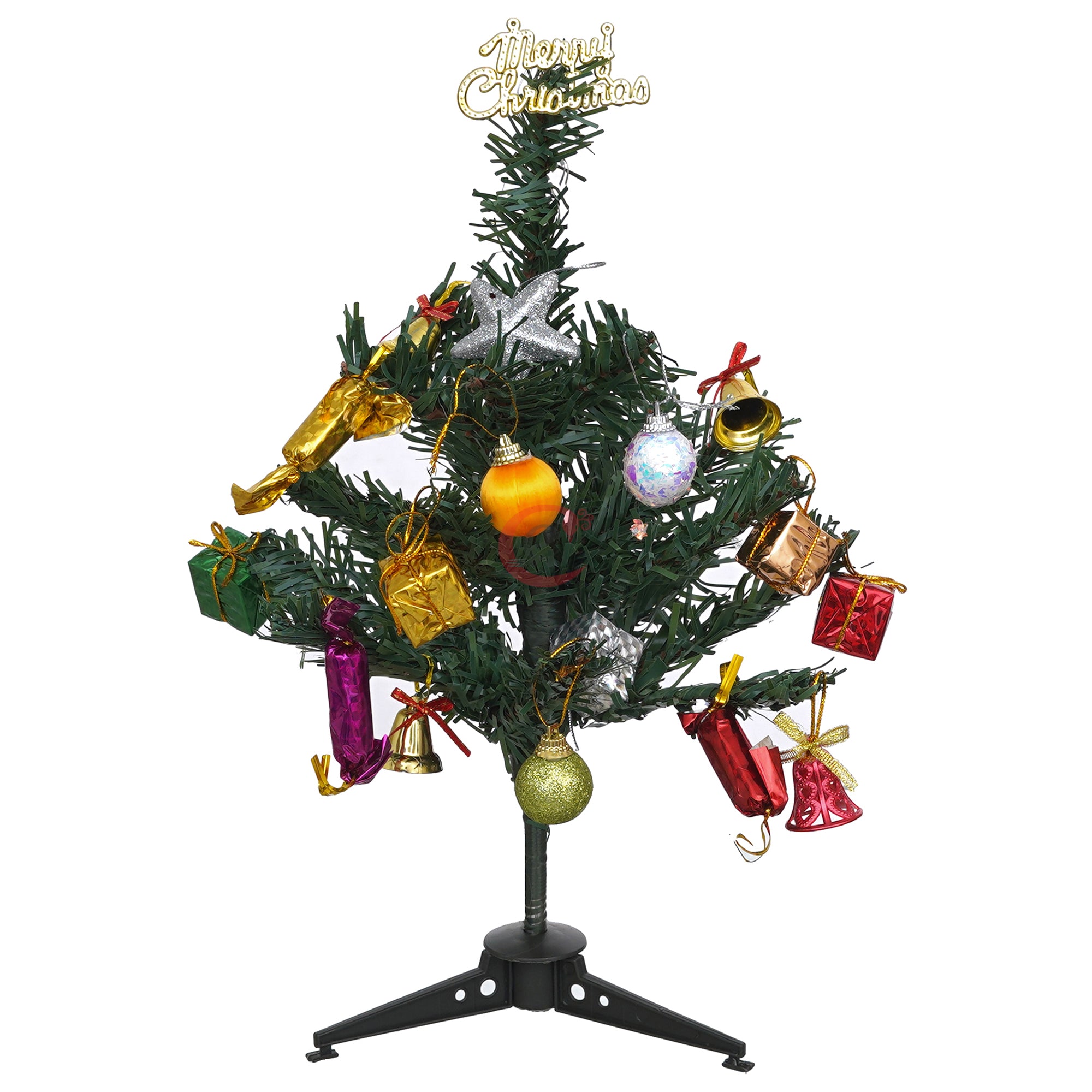 eCraftIndia 1 Feet Green Artificial Christmas Tree Xmas Pine Tree with Stand and 40 Christmas Decoration Ornaments Props - Merry Christmas Decoration Item for Home, Office, and Church 7