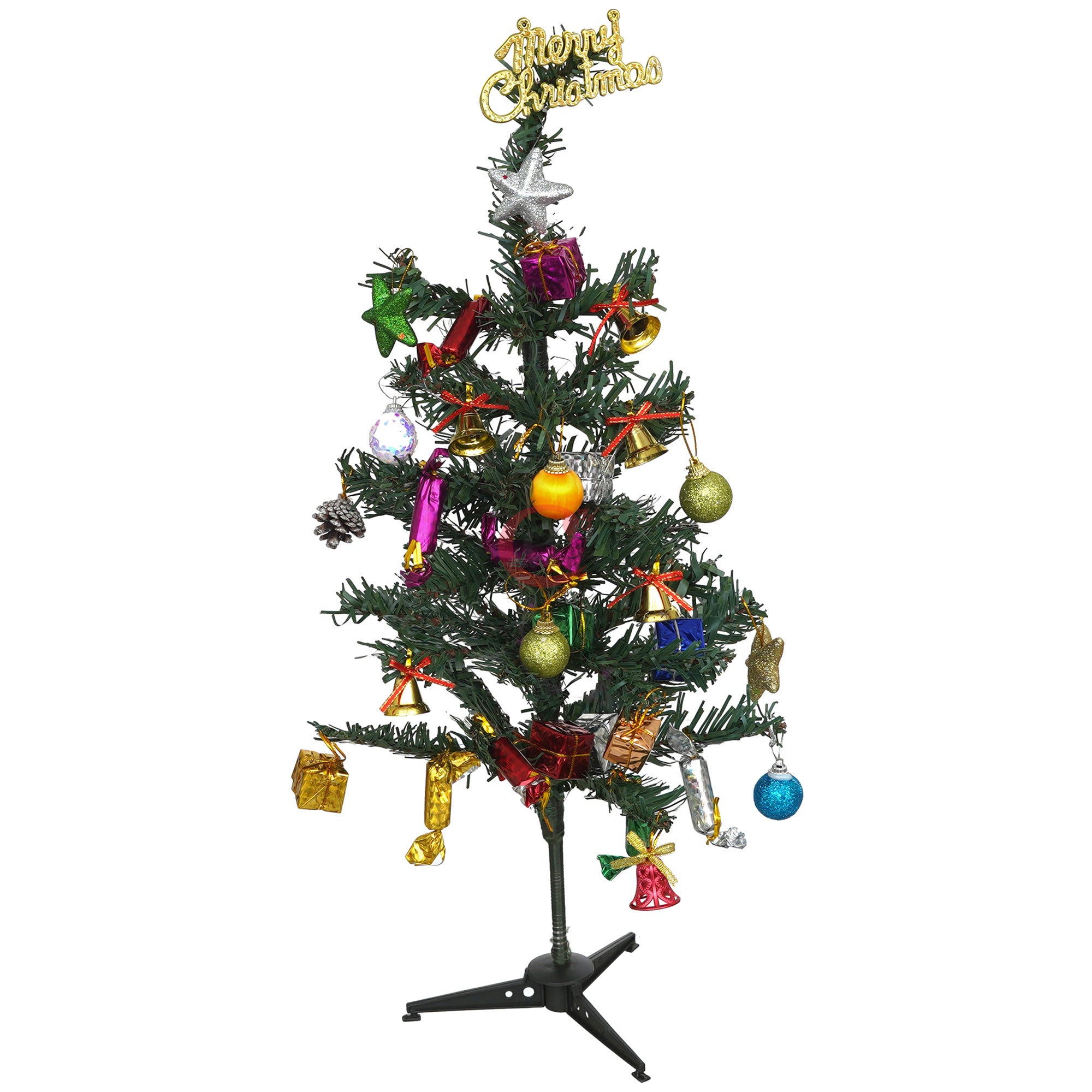 eCraftIndia 2 Feet Green Artificial Christmas Tree Xmas Pine Tree with Stand and 60 Christmas Decoration Ornaments Props - Merry Christmas Decoration Item for Home, Office, and Church 7
