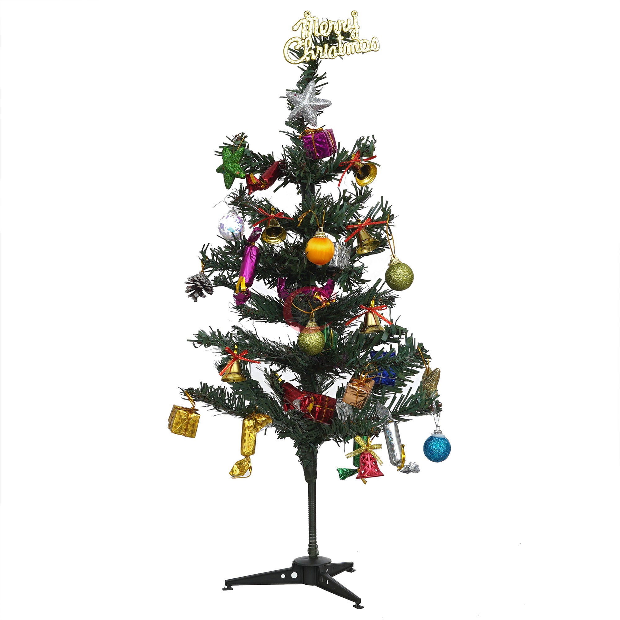 eCraftIndia 2 Feet Green Artificial Christmas Tree Xmas Pine Tree with Metal Stand - Xmas Tree for Indoor, Outdoor, Home, Living Room, Office, Church Decor - Merry Christmas Decoration Item 4