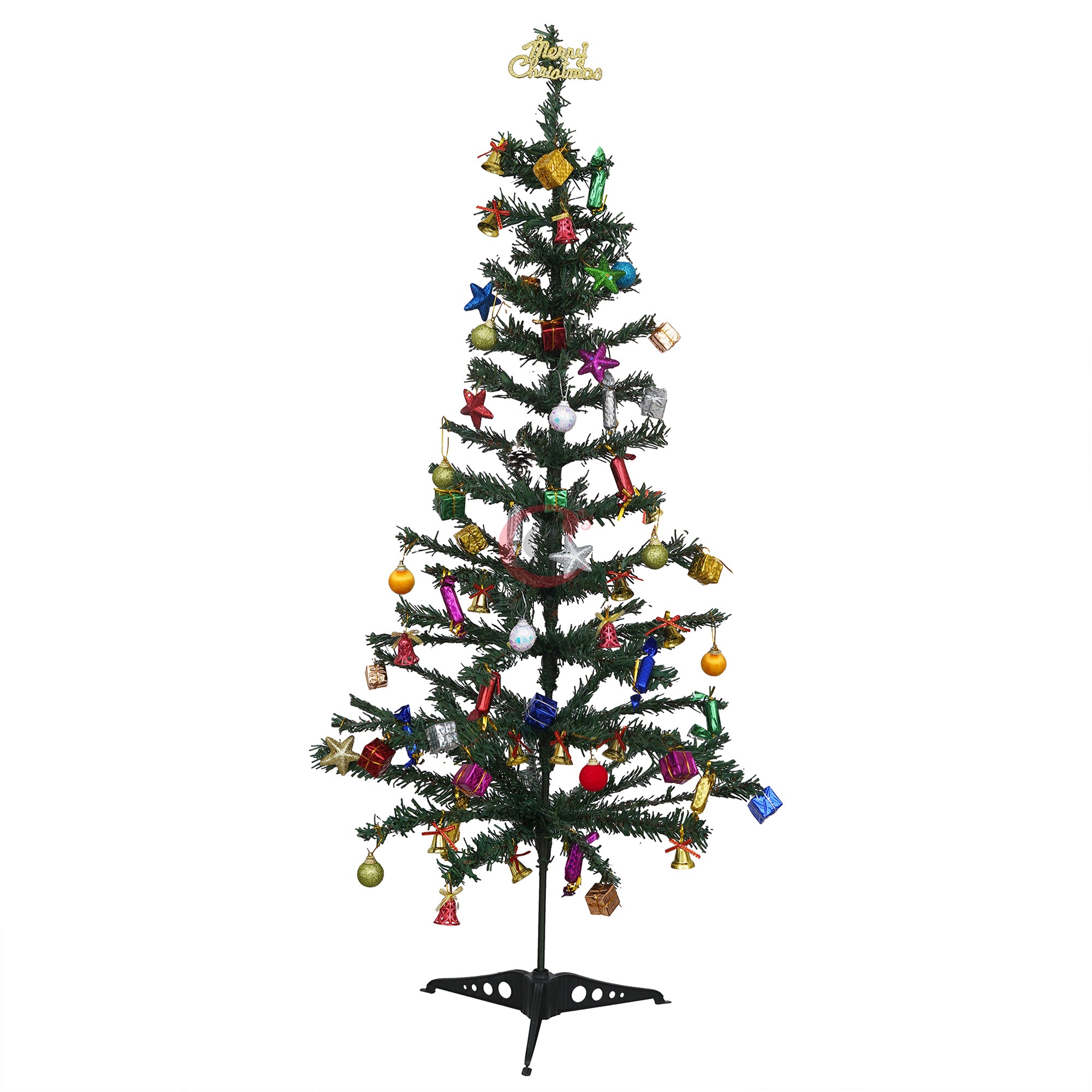 eCraftIndia 3 Feet Green Artificial Christmas Tree Xmas Pine Tree with Stand and 60 Christmas Decoration Ornaments Props - Merry Christmas Decoration Item for Home, Office, and Church 2