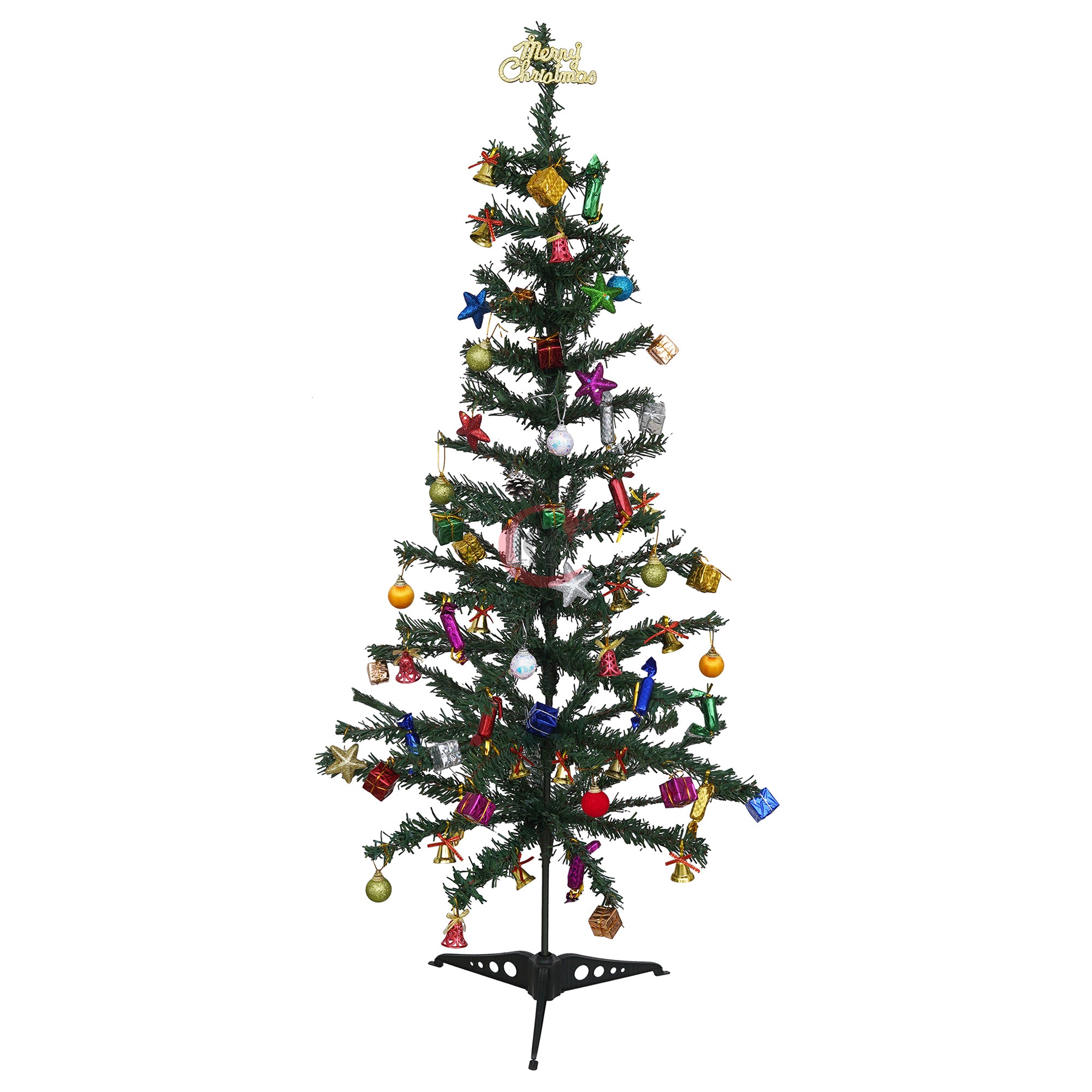 eCraftIndia 3 Feet Green Artificial Christmas Tree Xmas Pine Tree with Stand and 60 Christmas Decoration Ornaments Props - Merry Christmas Decoration Item for Home, Office, and Church 4