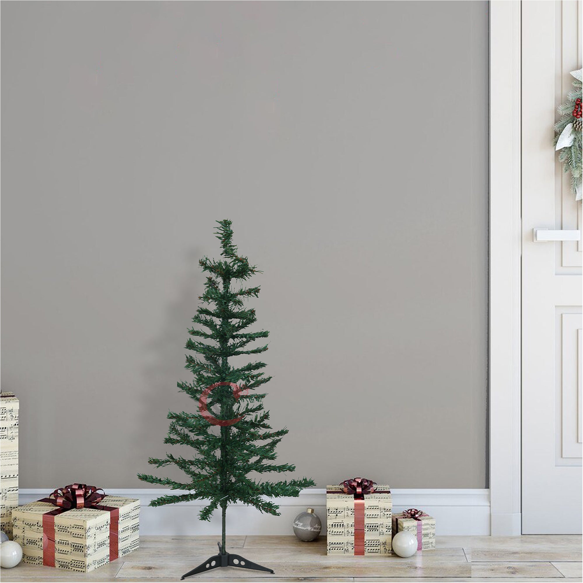 eCraftIndia 3 Feet Green Artificial Christmas Tree Xmas Pine Tree with Metal Stand - Xmas Tree for Indoor, Outdoor, Home, Living Room, Office, Church Decor - Merry Christmas Decoration Item