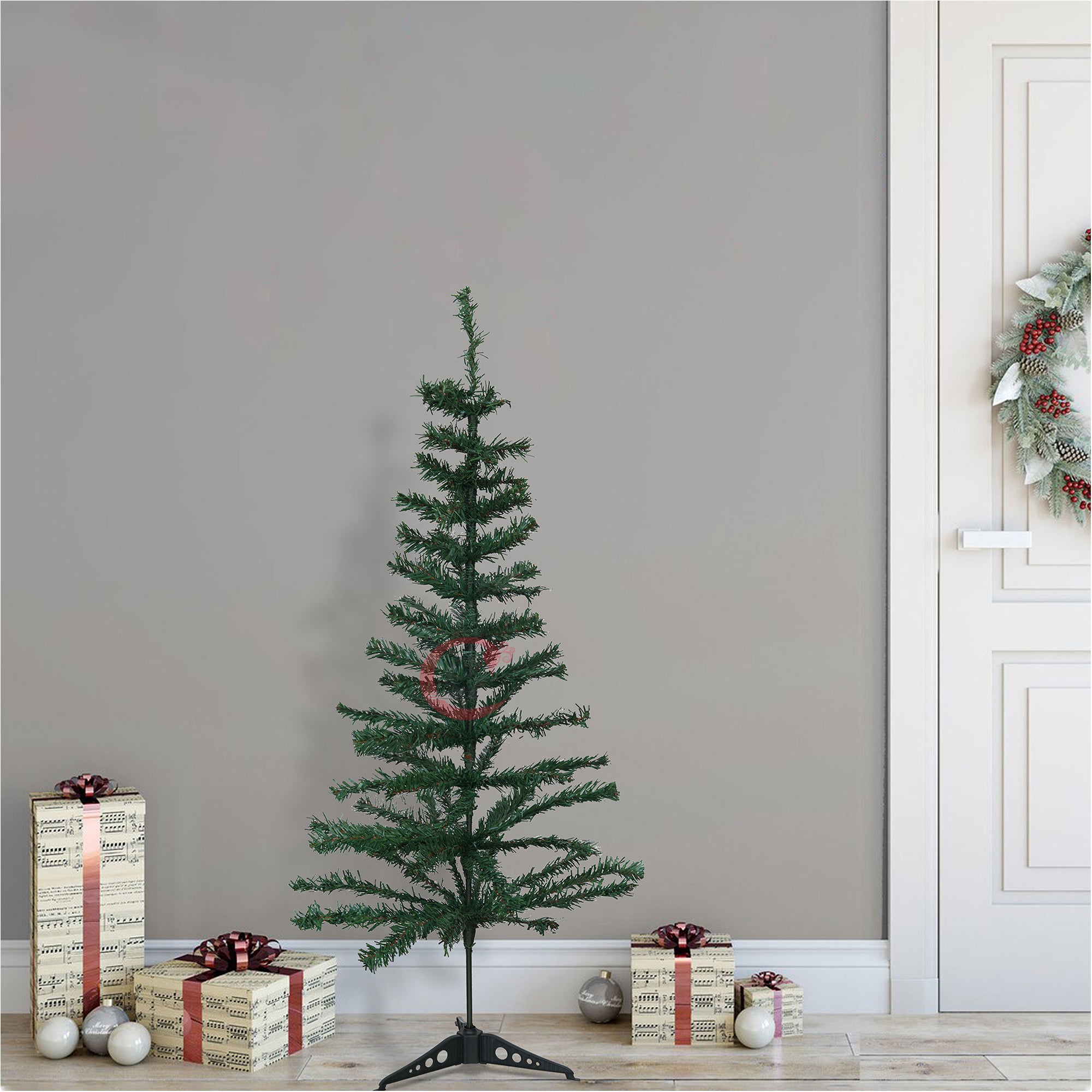 eCraftIndia 4 Feet Green Artificial Christmas Tree Xmas Pine Tree with Metal Stand - Xmas Tree for Indoor, Outdoor, Home, Living Room, Office, Church Decor - Merry Christmas Decoration Item…
