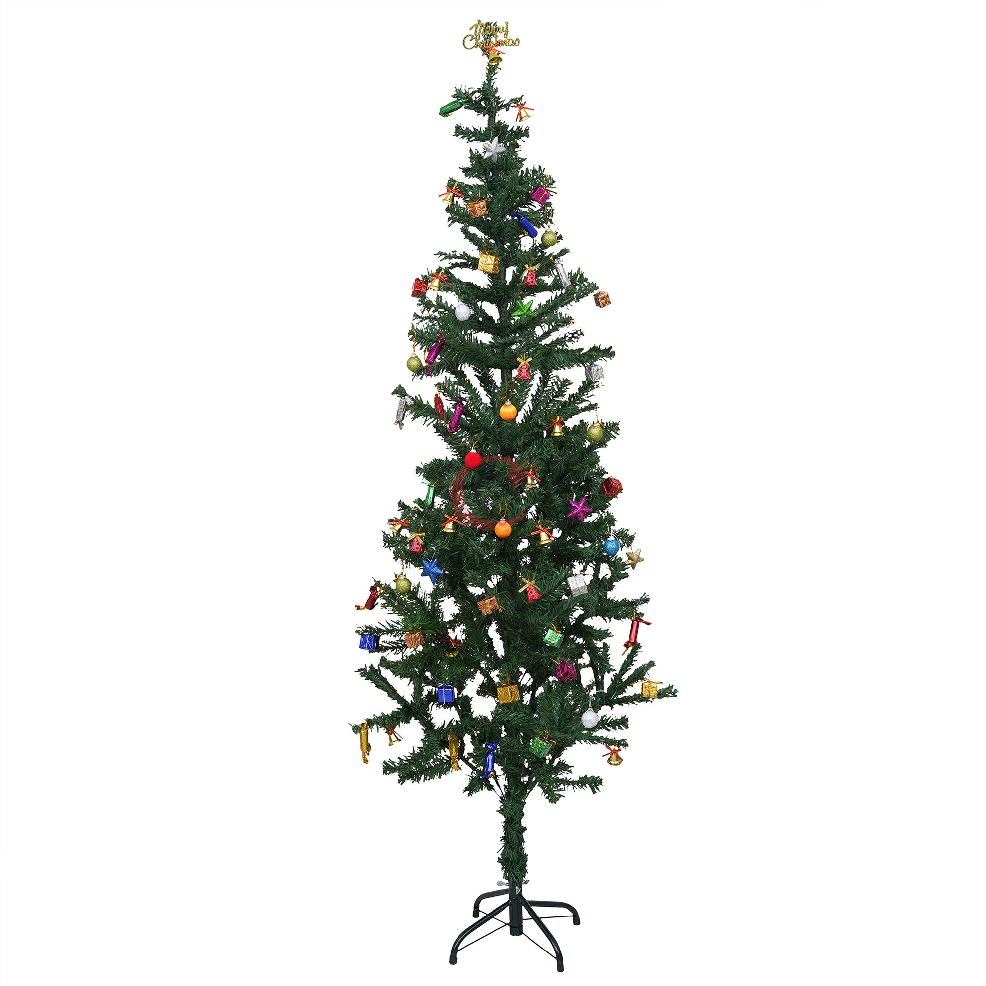 eCraftIndia 5 Feet Green Artificial Christmas Tree Xmas Pine Tree with Stand and 100 Christmas Decoration Ornaments Props - Merry Christmas Decoration Item for Home, Office, and Church 2