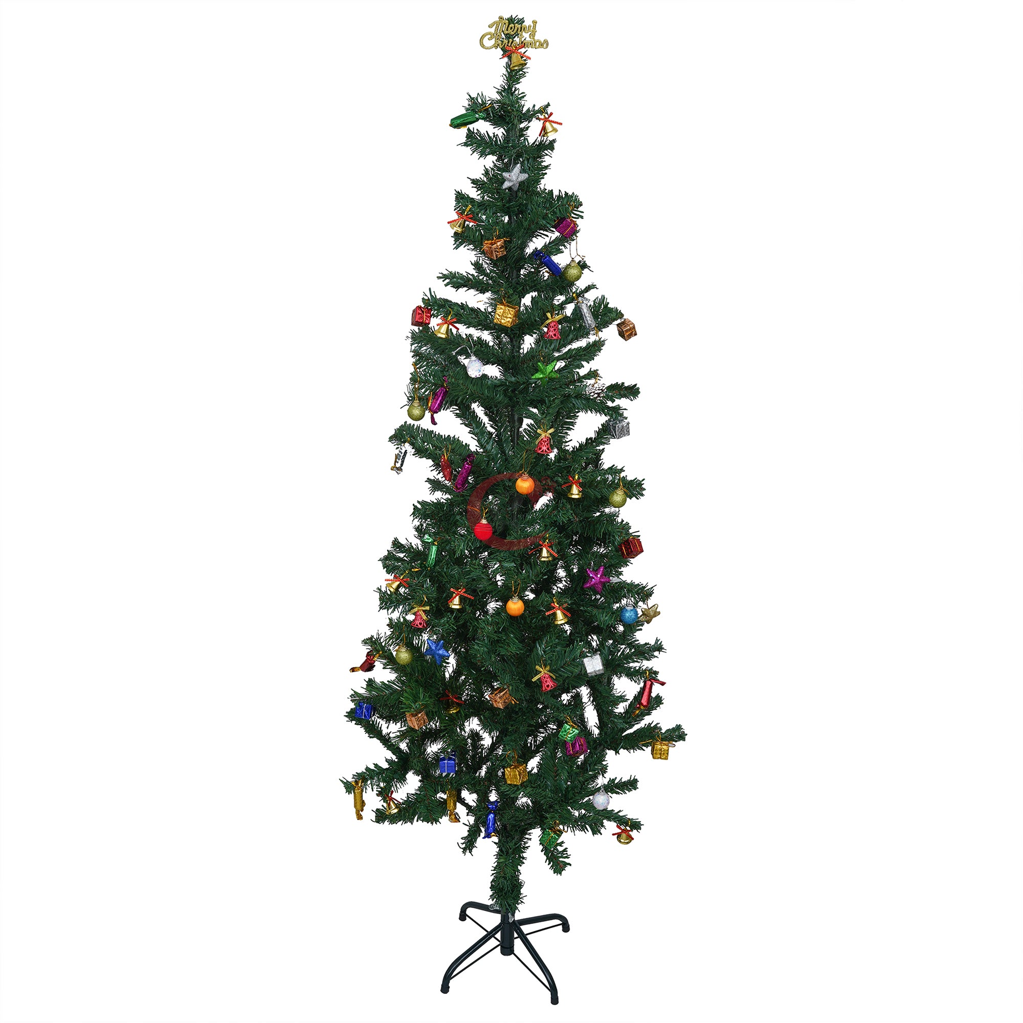 eCraftIndia 5 Feet Green Artificial Christmas Tree Xmas Pine Tree with Stand and 100 Christmas Decoration Ornaments Props - Merry Christmas Decoration Item for Home, Office, and Church 6