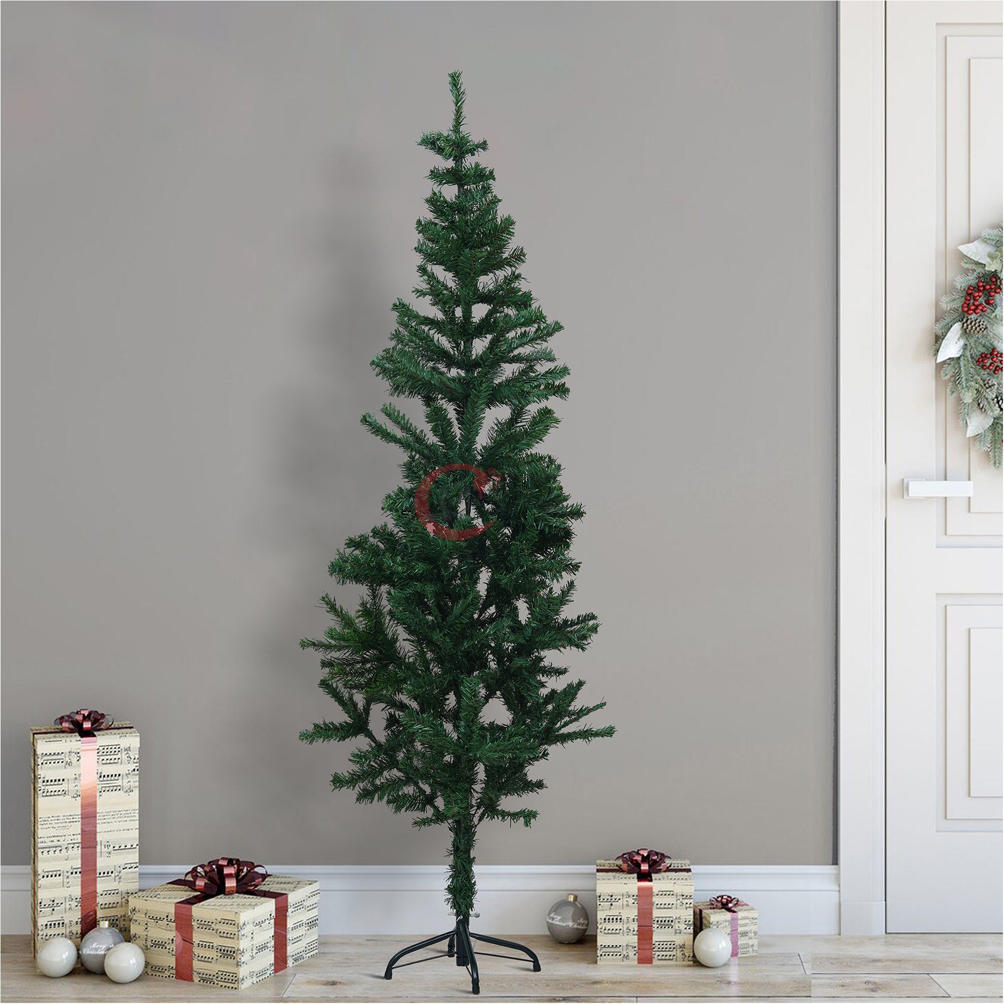 eCraftIndia 5 Feet Green Artificial Christmas Tree Xmas Pine Tree with Metal Stand - Xmas Tree for Indoor, Outdoor, Home, Living Room, Office, Church Decor - Merry Christmas Decoration Item