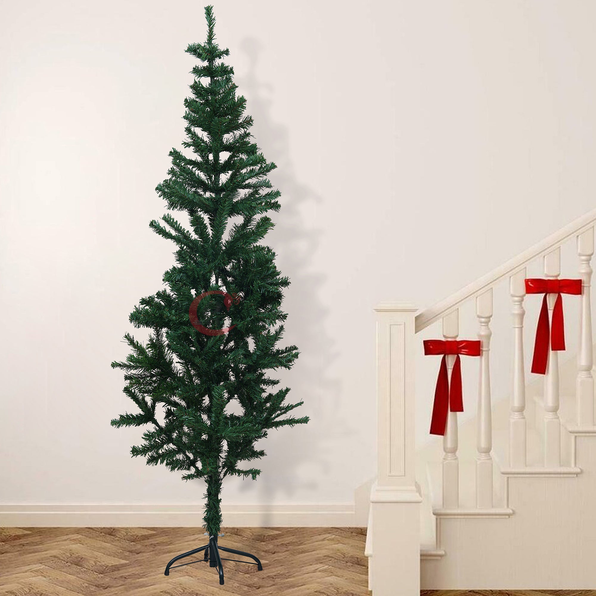 eCraftIndia 6 Feet Green Artificial Christmas Tree Xmas Pine Tree with Stand and 100 Christmas Decoration Ornaments Props - Merry Christmas Decoration Item for Home, Office, and Church 4