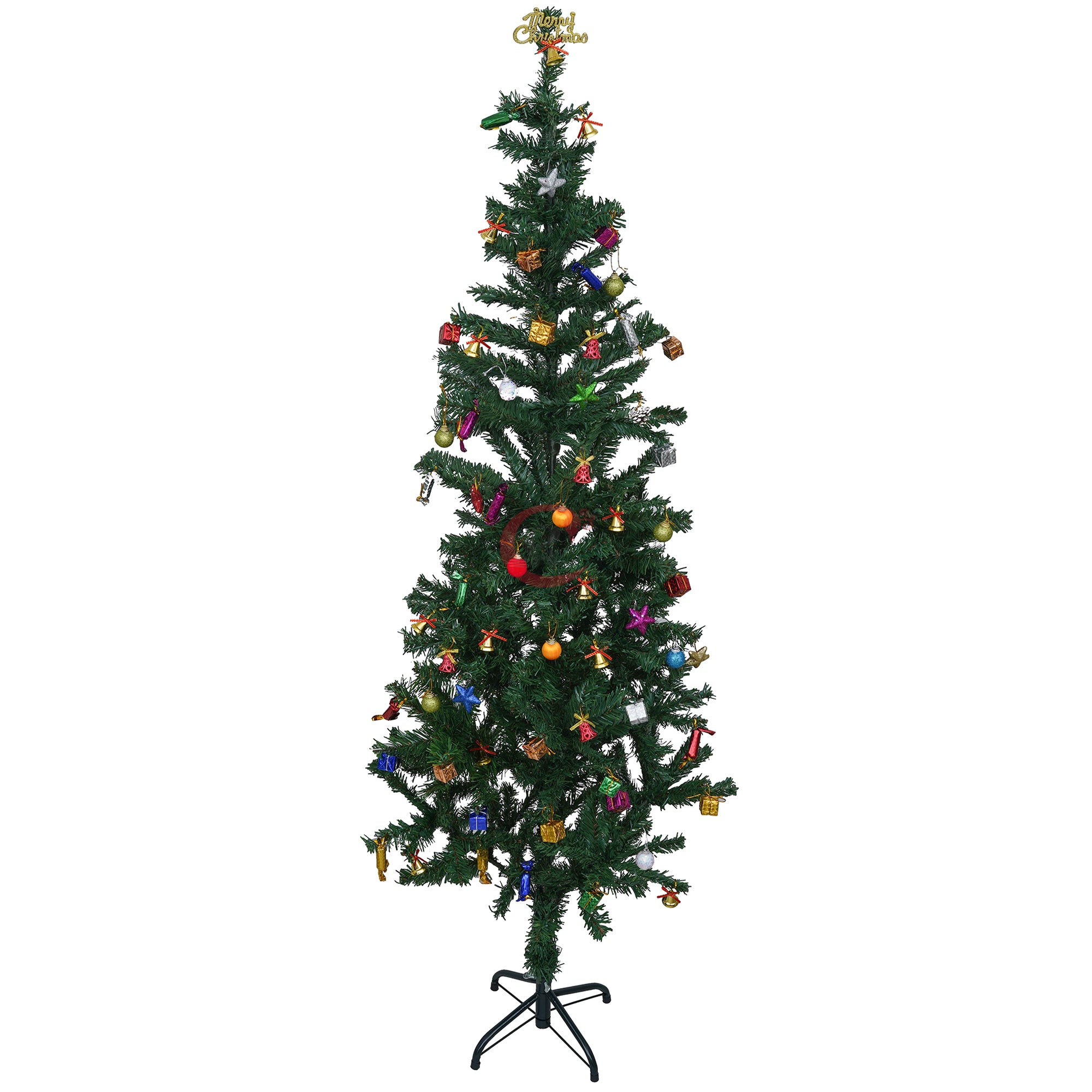 eCraftIndia 6 Feet Green Artificial Christmas Tree Xmas Pine Tree with Stand and 100 Christmas Decoration Ornaments Props - Merry Christmas Decoration Item for Home, Office, and Church 6