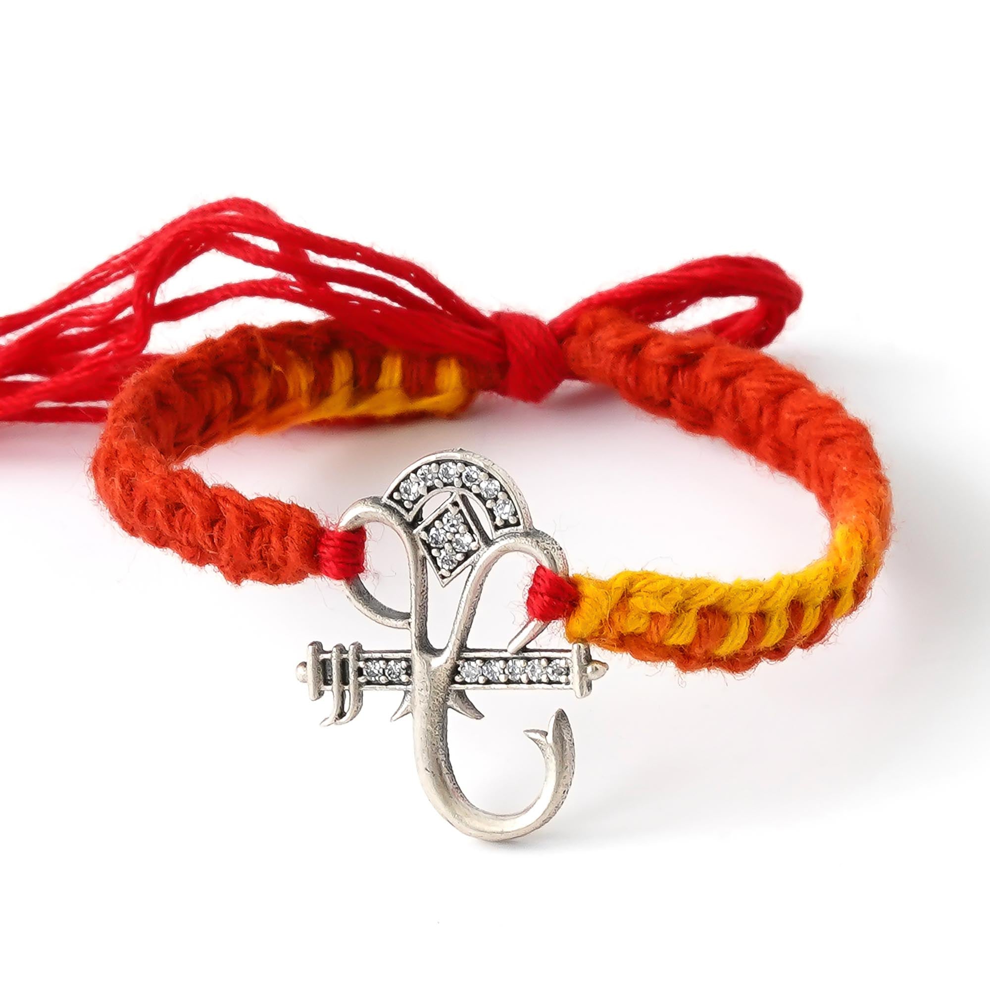 Lord Ganesha 925 Sterling Silver Rakhi for Brother with Roli Chawal Pack 2