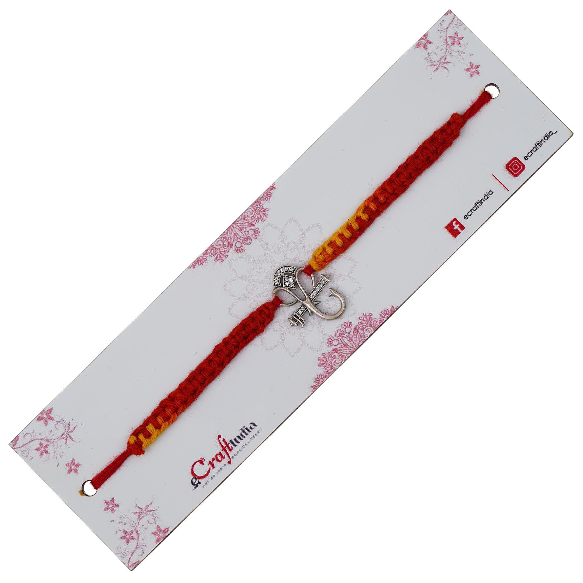 Lord Ganesha 925 Sterling Silver Rakhi for Brother with Roli Chawal Pack 3