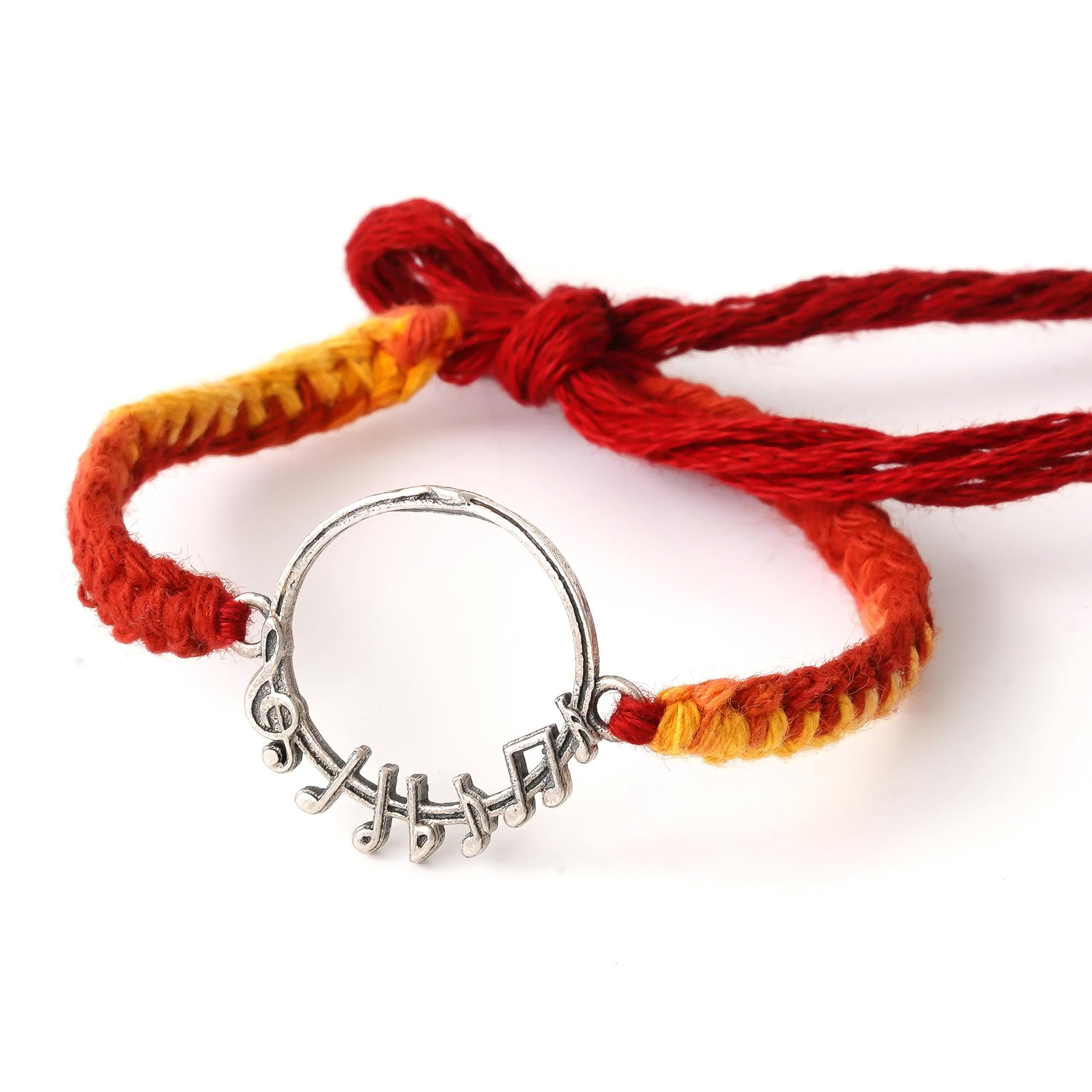 Musical Fancy 925 Sterling Silver Rakhi for Brother with Roli Chawal Pack 2