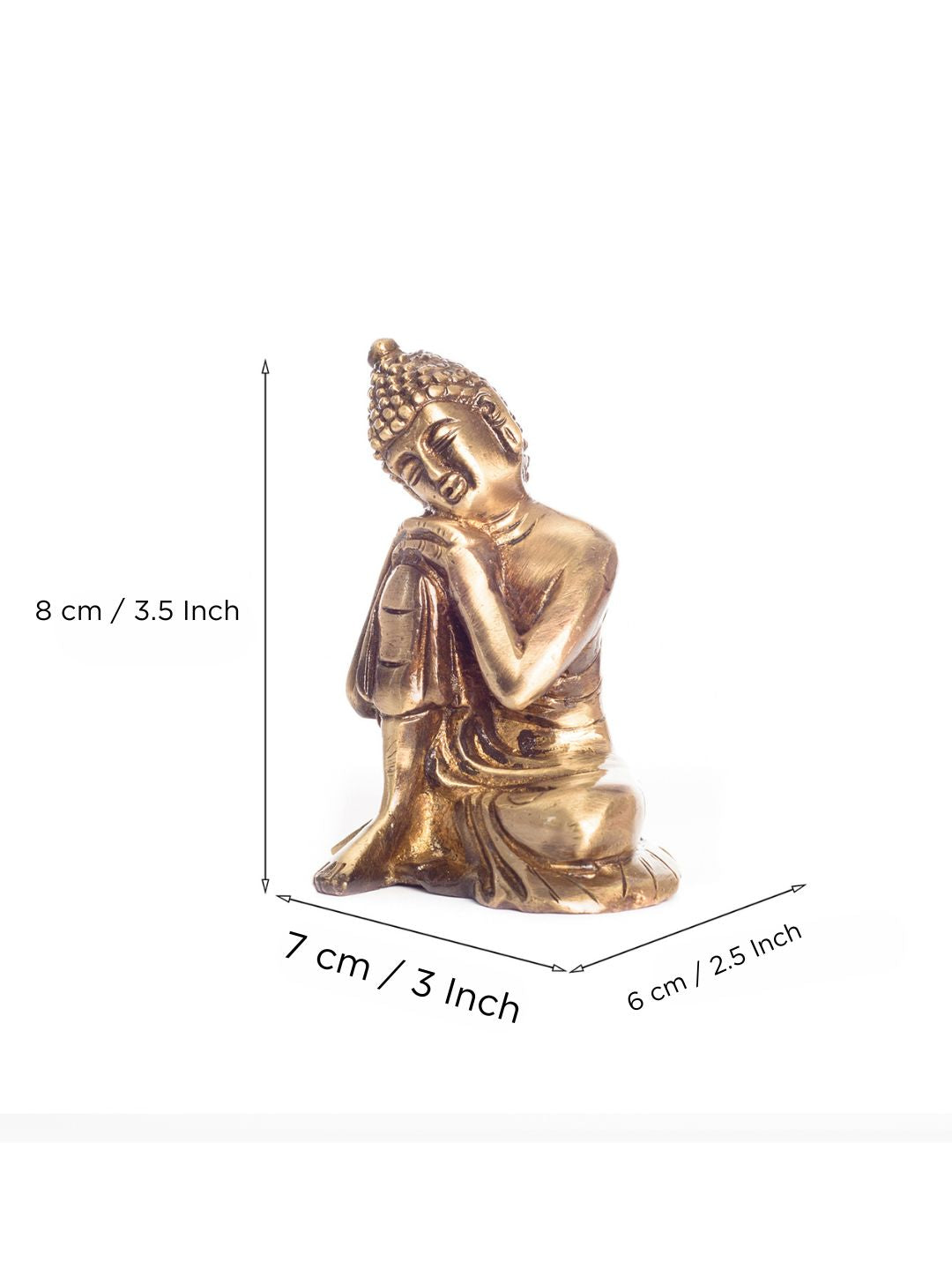 Golden Brass Buddha Resting On Knee Statue 3