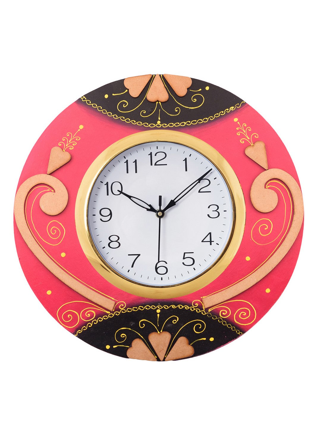Decorative Handcrafted Orange Wooden Wall Clock