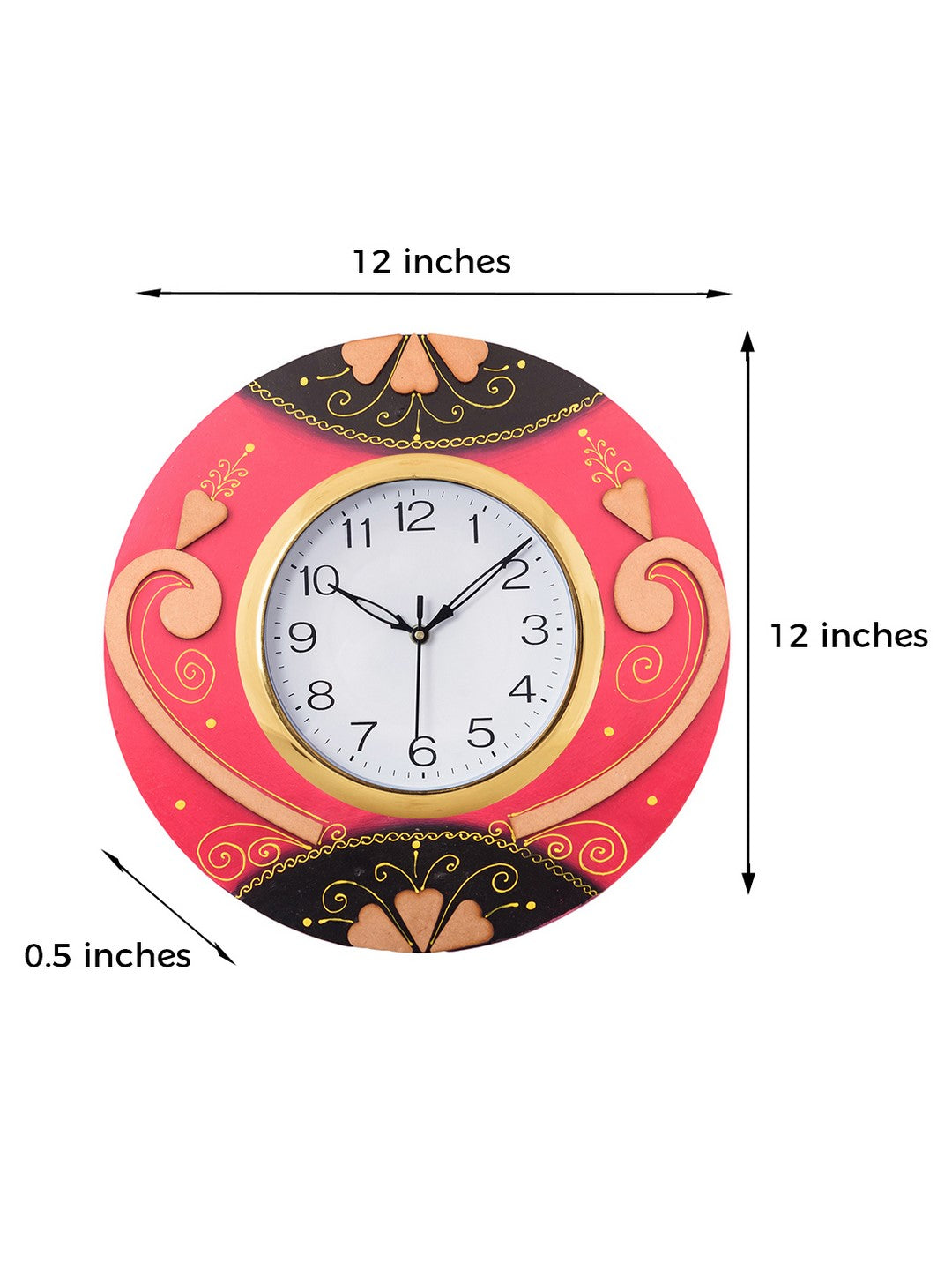 Decorative Handcrafted Orange Wooden Wall Clock 1