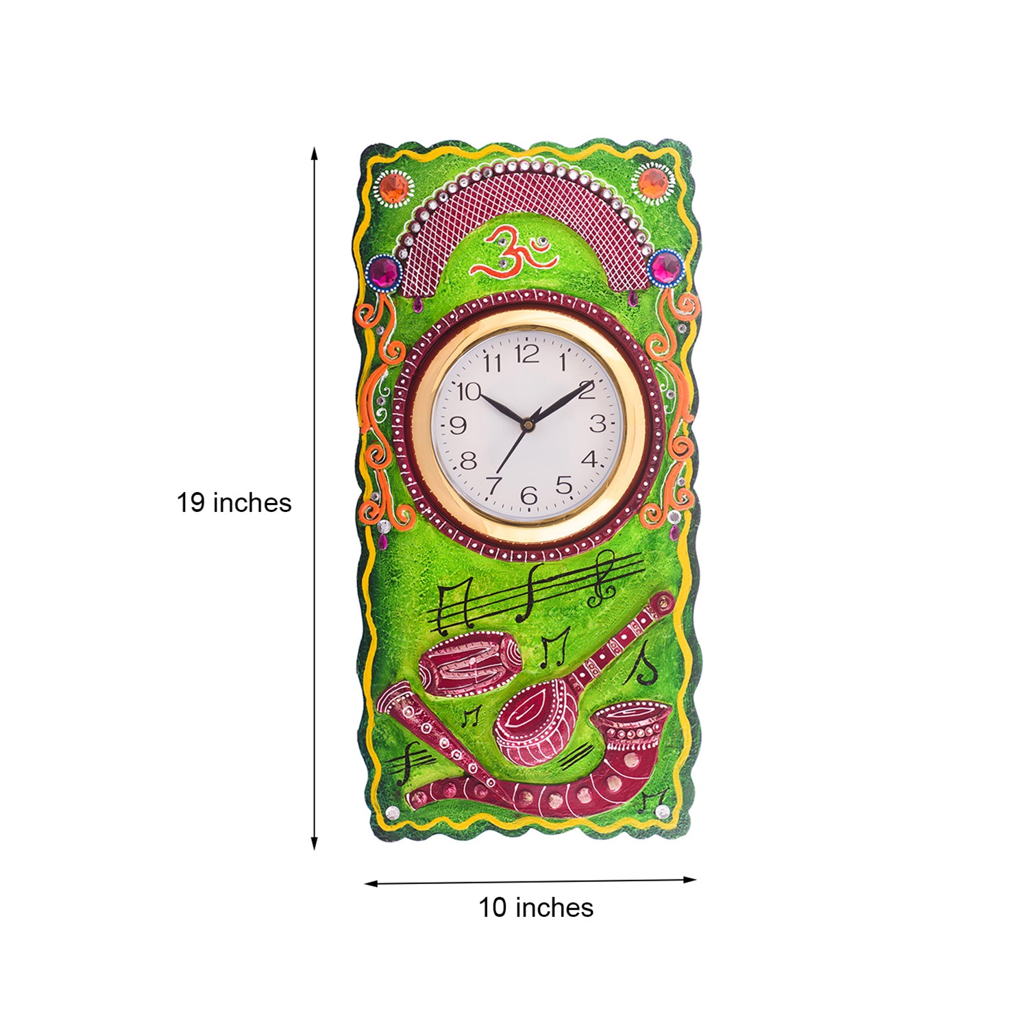 Musical Instruments Embossed Coloful Wooden Handcrafted Wooden Wall Clock (H - 19Inch) 2