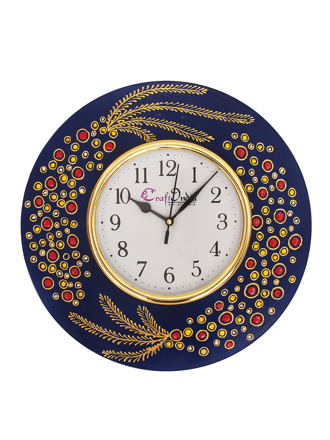 Handcrafted Ethnic Theme Round Wooden Wall Clock