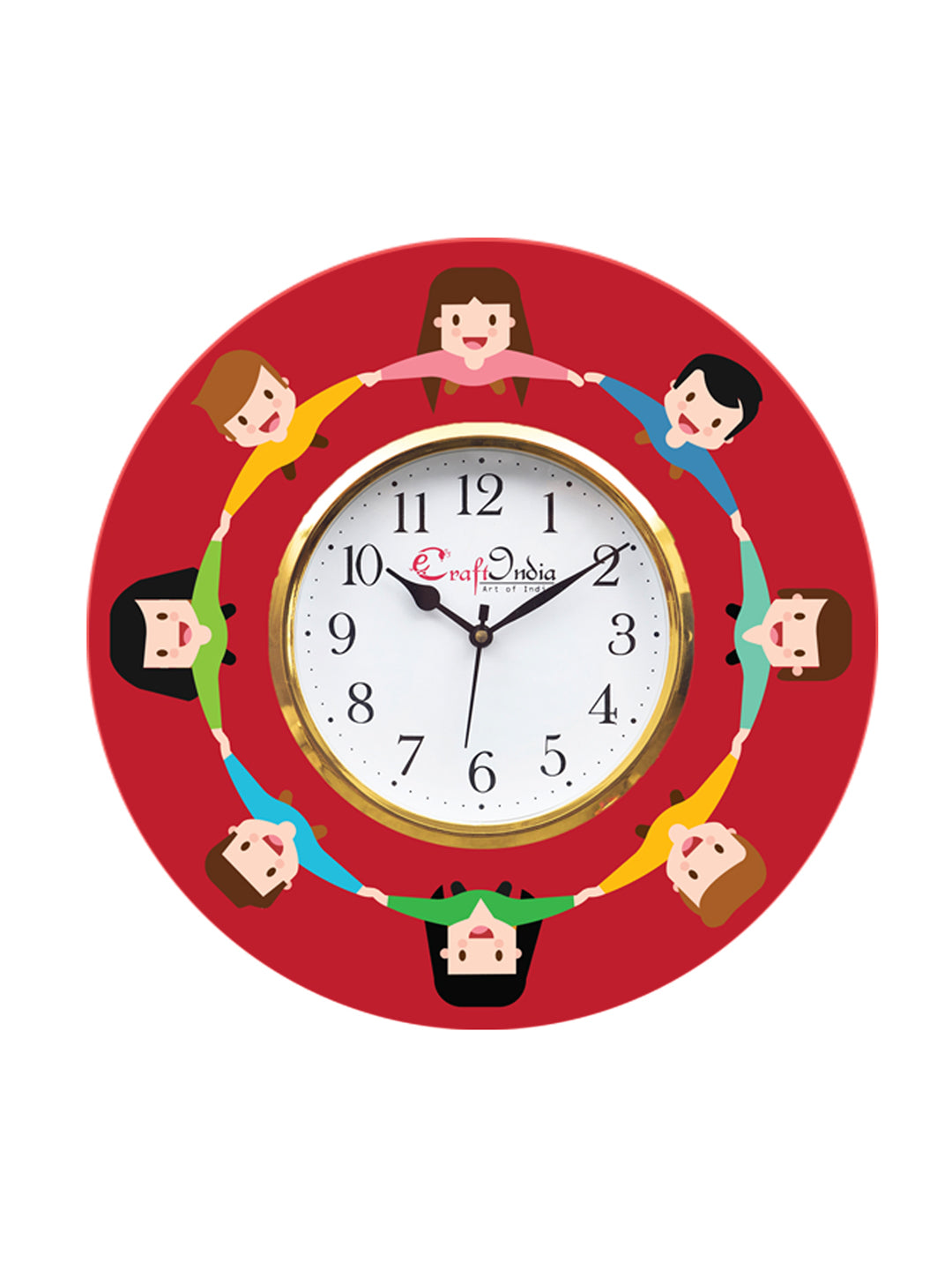 Friendship Theme Wooden Colorful Round Wall Clock 1