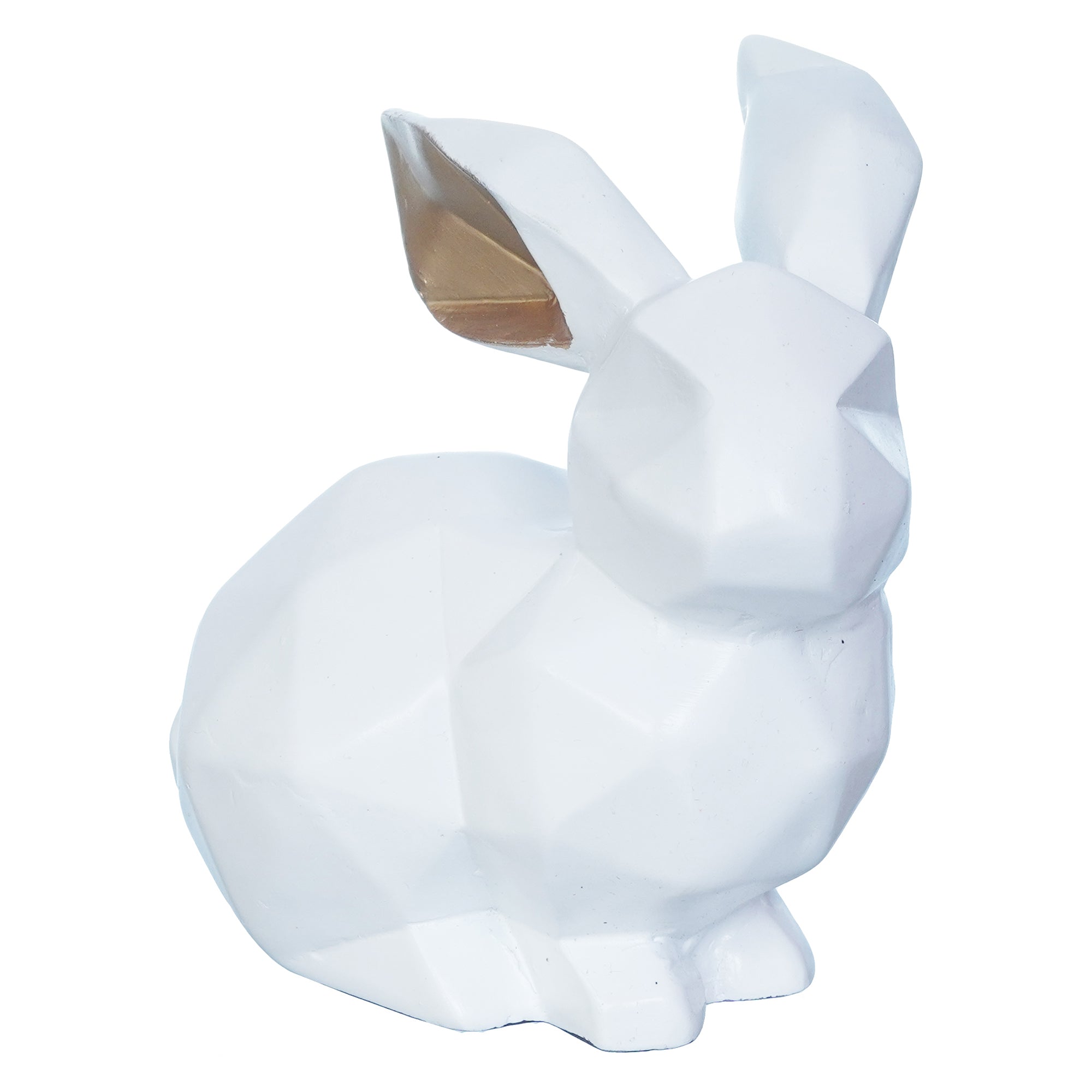Geometric Polyresin White Rabbit Statue Animal Figurine Showpiece 2
