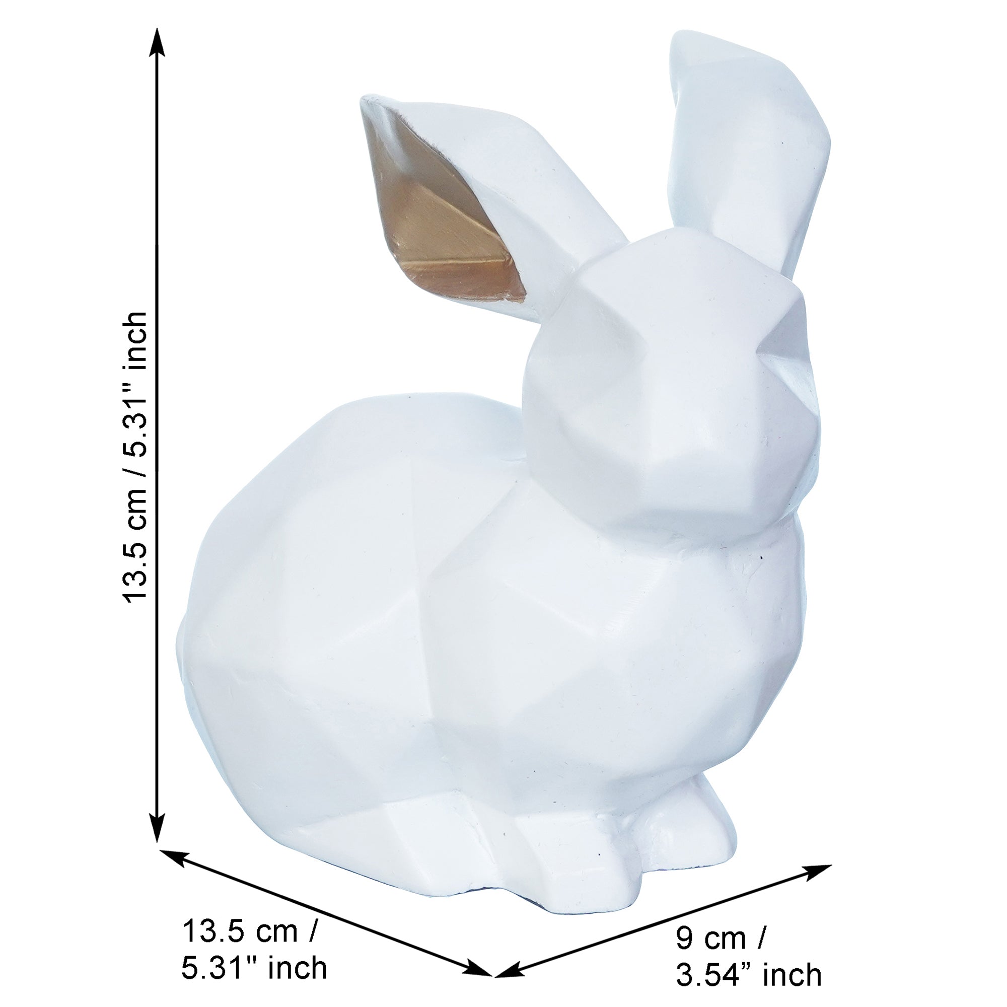 Geometric Polyresin White Rabbit Statue Animal Figurine Showpiece 3
