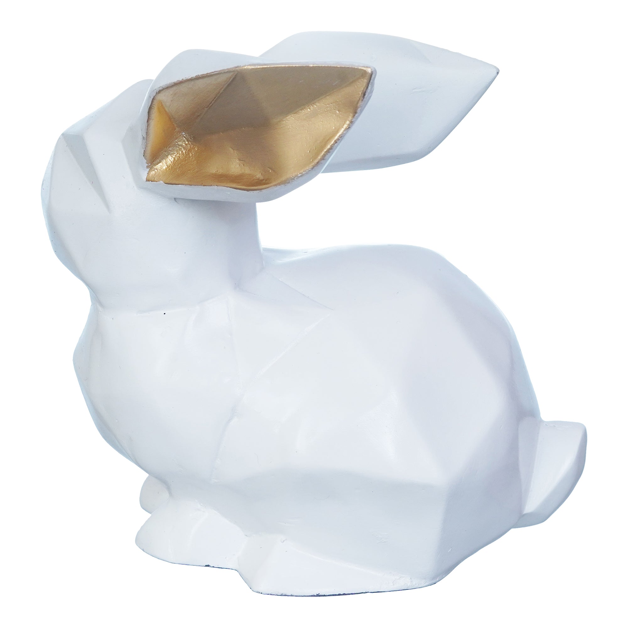 Geometric Polyresin White Rabbit Statue Animal Figurine Showpiece 7