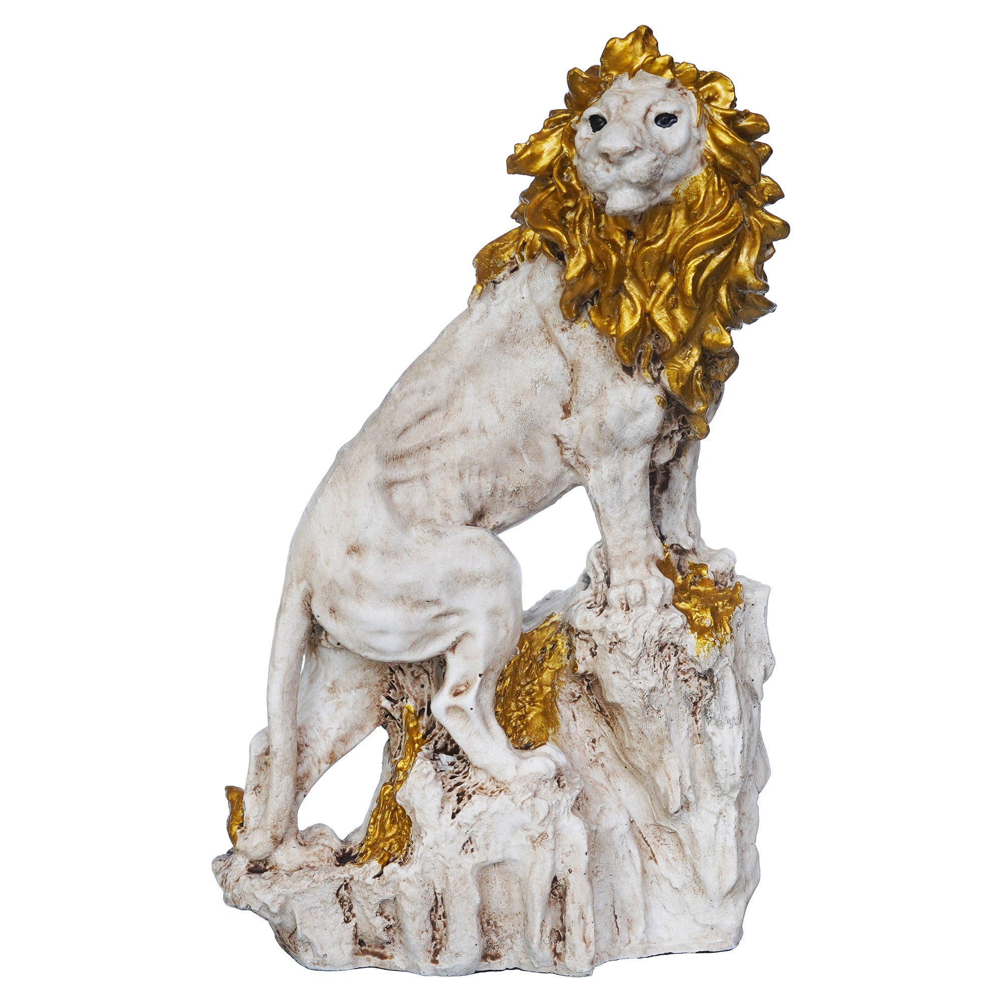 Polyresin Lion Statue Climbing on Rock Animal Figurine Showpiece 2