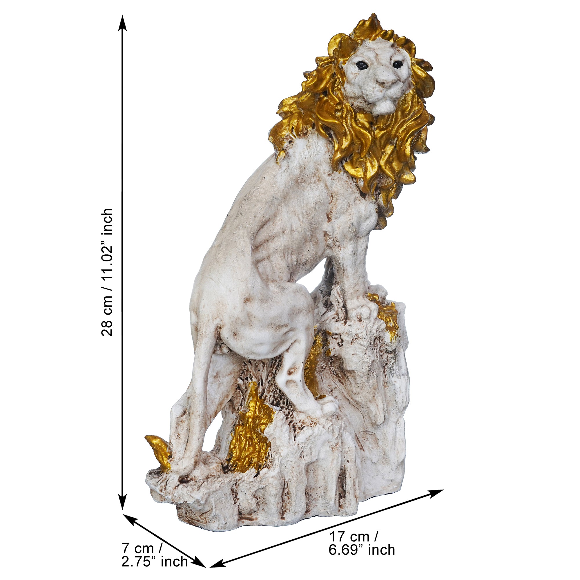 Polyresin Lion Statue Climbing on Rock Animal Figurine Showpiece 3