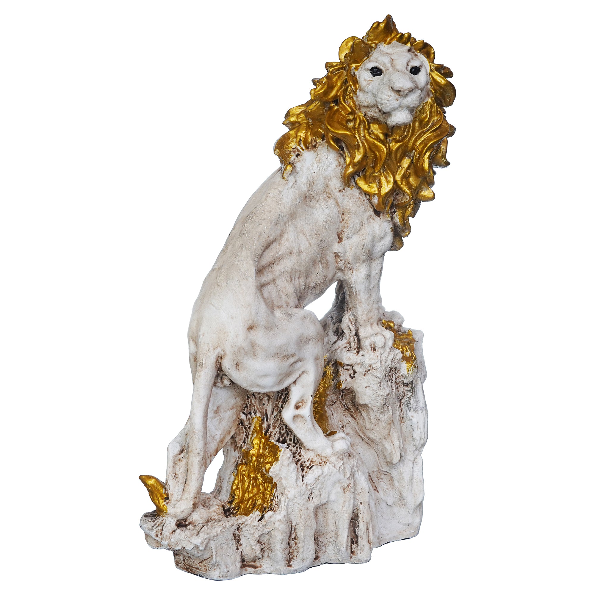 Polyresin Lion Statue Climbing on Rock Animal Figurine Showpiece 7