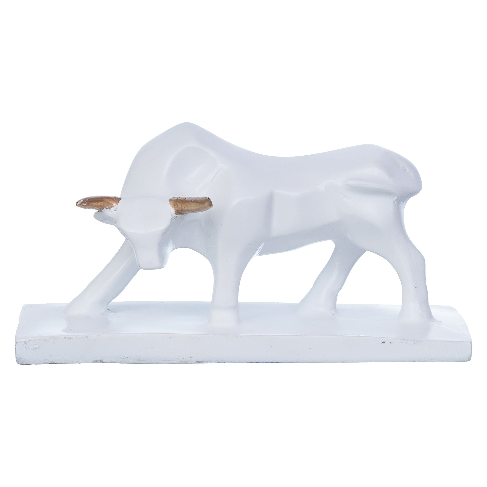 White Polyresin Majestic Charging Bull Statue for Home, Office Decoration 2