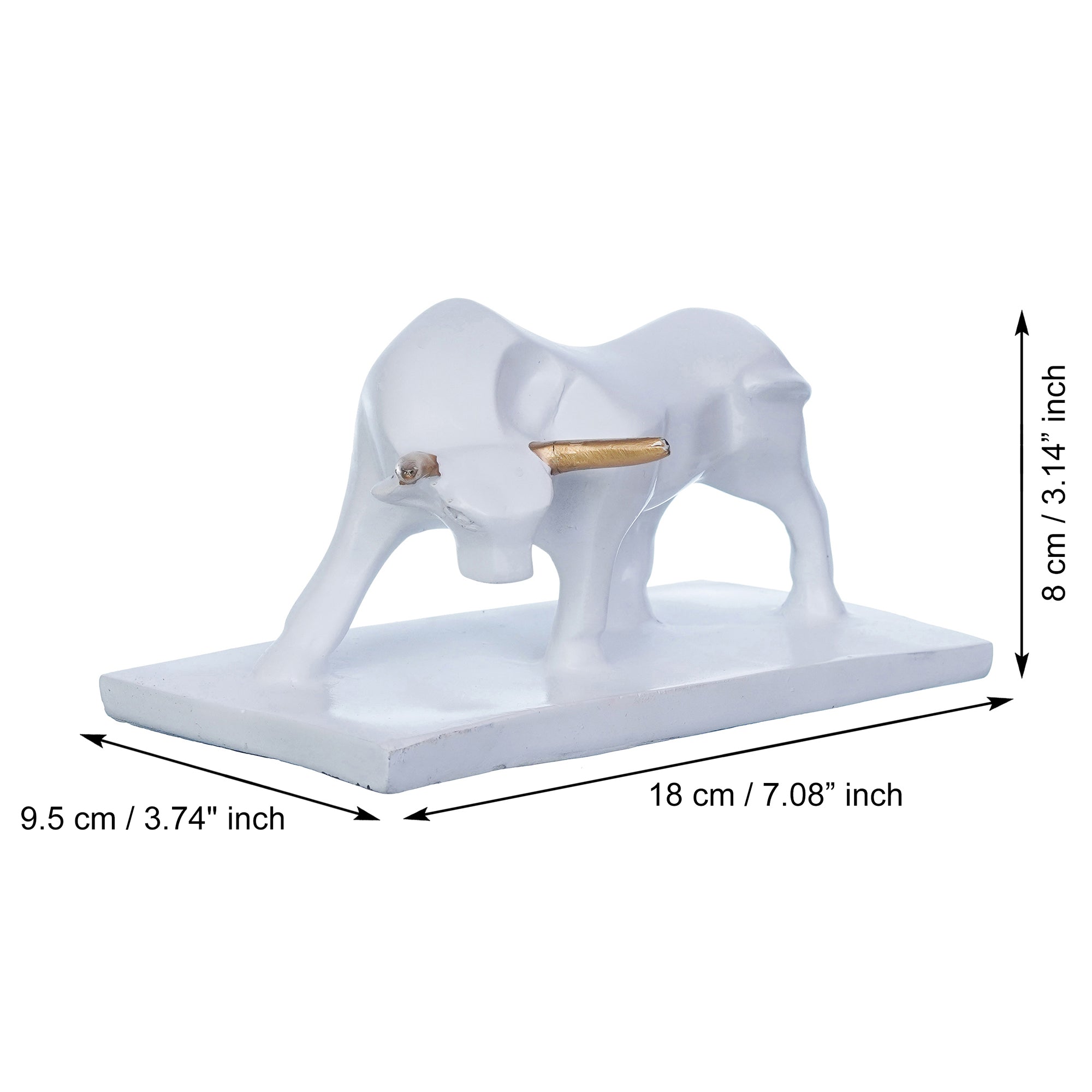 White Polyresin Majestic Charging Bull Statue for Home, Office Decoration 3