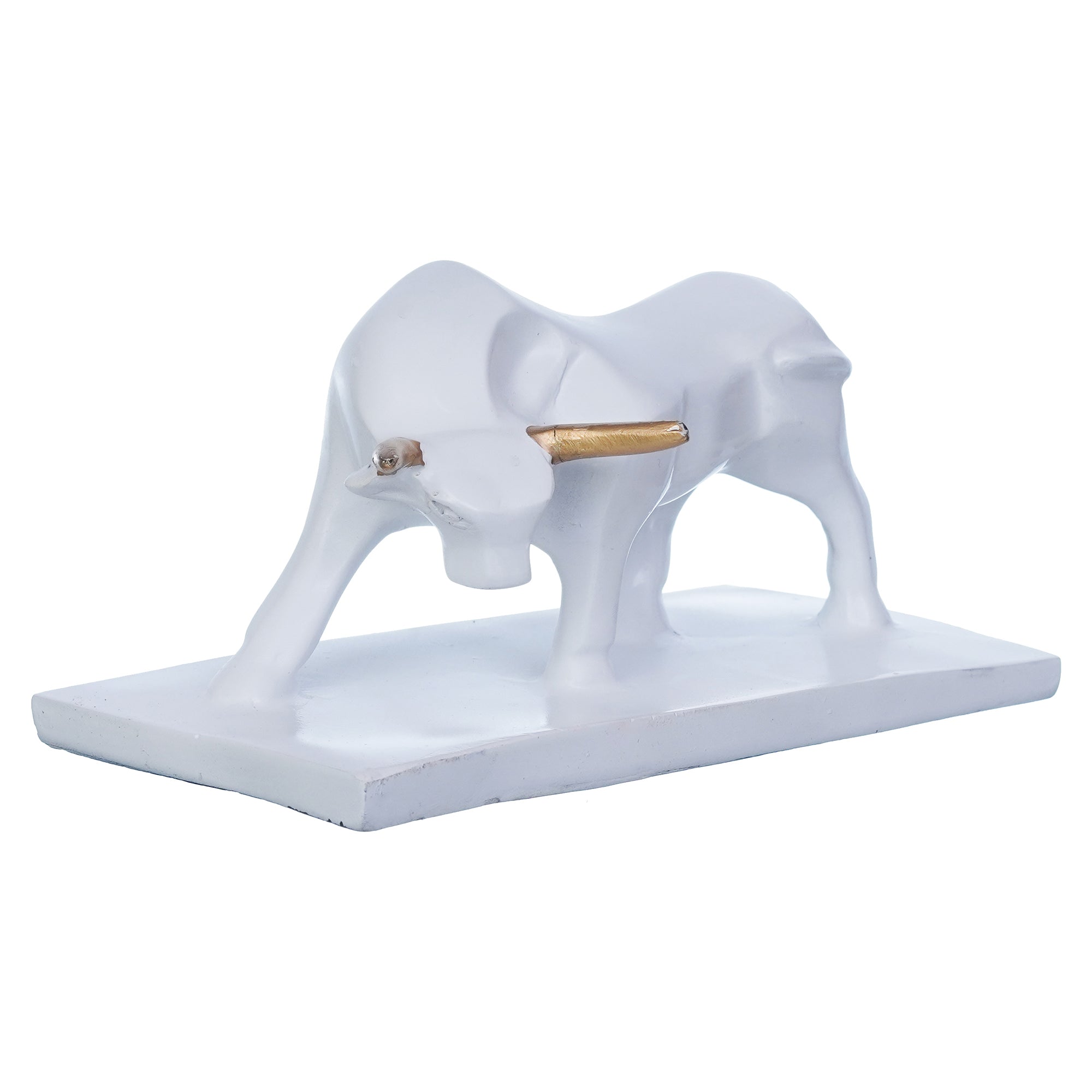 White Polyresin Majestic Charging Bull Statue for Home, Office Decoration 6