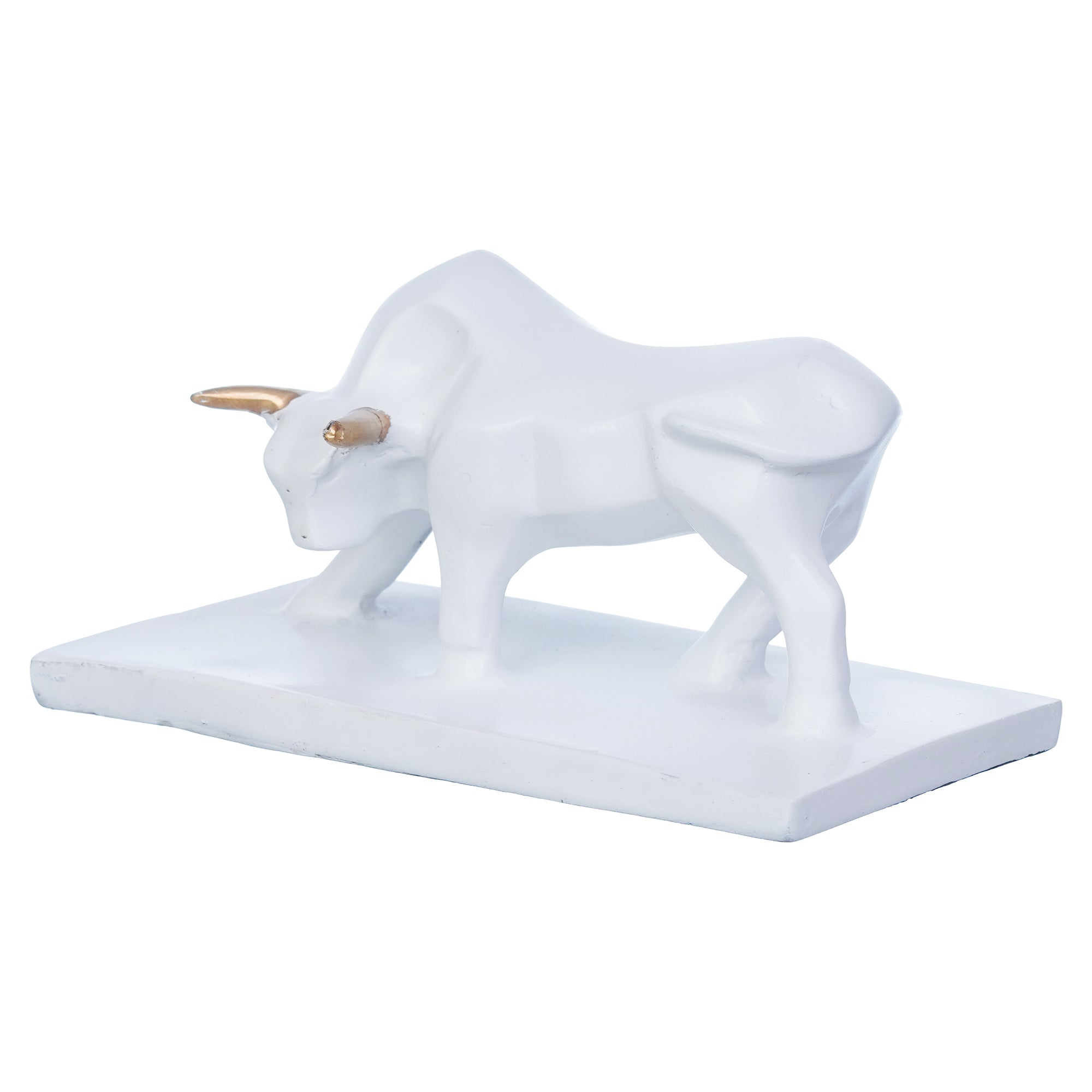 White Polyresin Majestic Charging Bull Statue for Home, Office Decoration 7