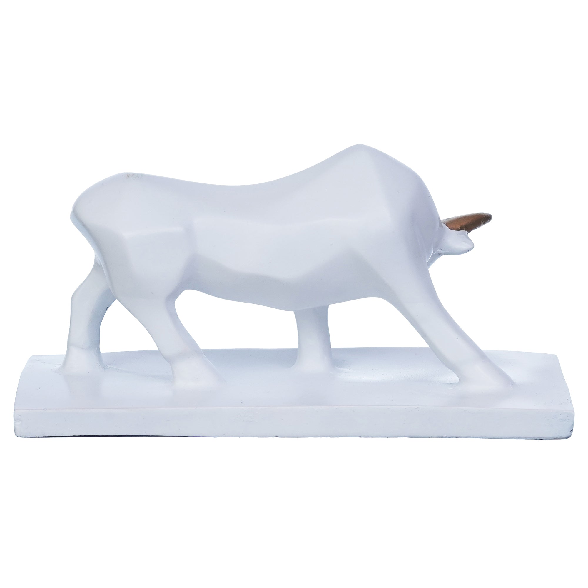 White Polyresin Majestic Charging Bull Statue for Home, Office Decoration 8