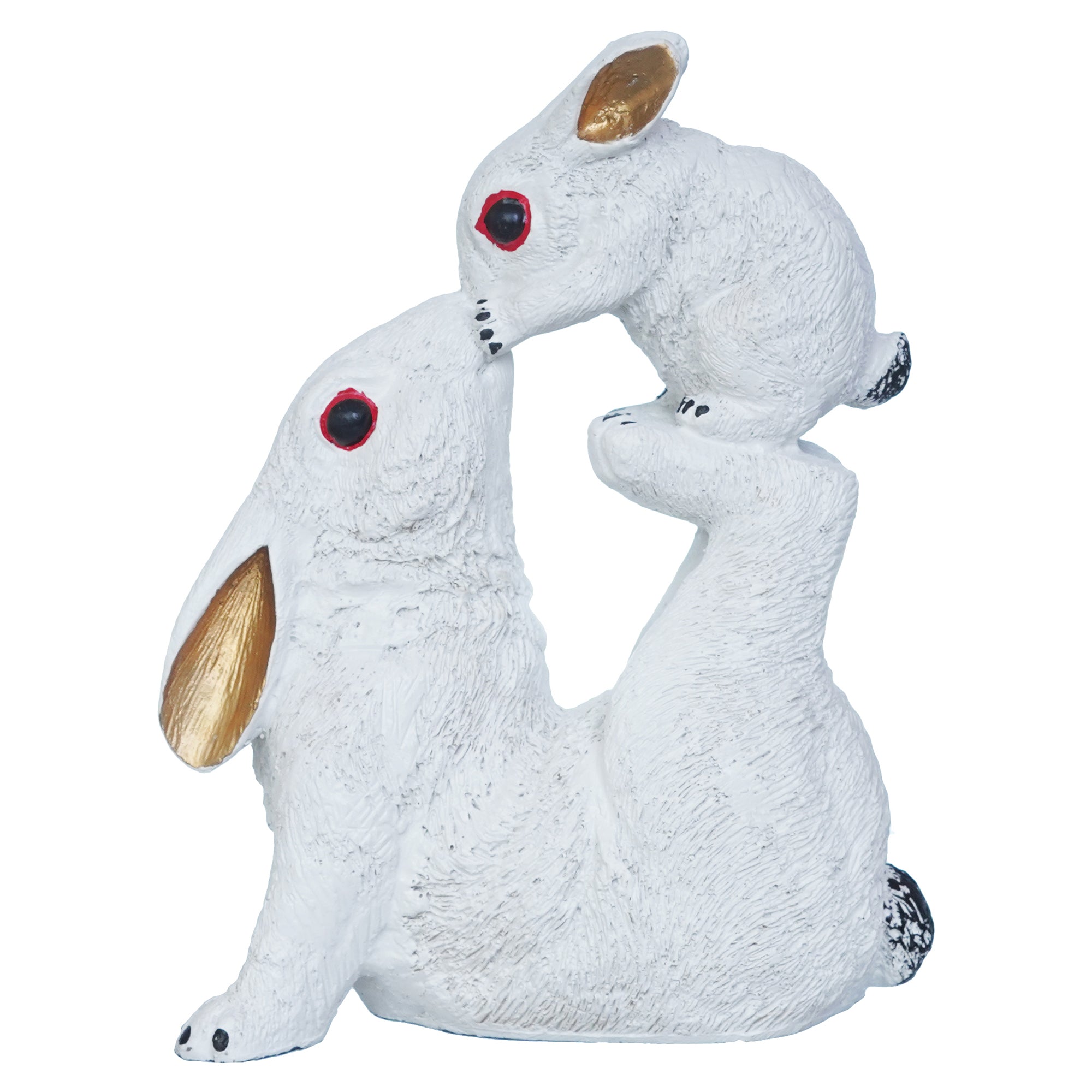 Gold and White Rabbit Statue with Bunny Animal Figurines Decorative Showpiece for Home Decor 6