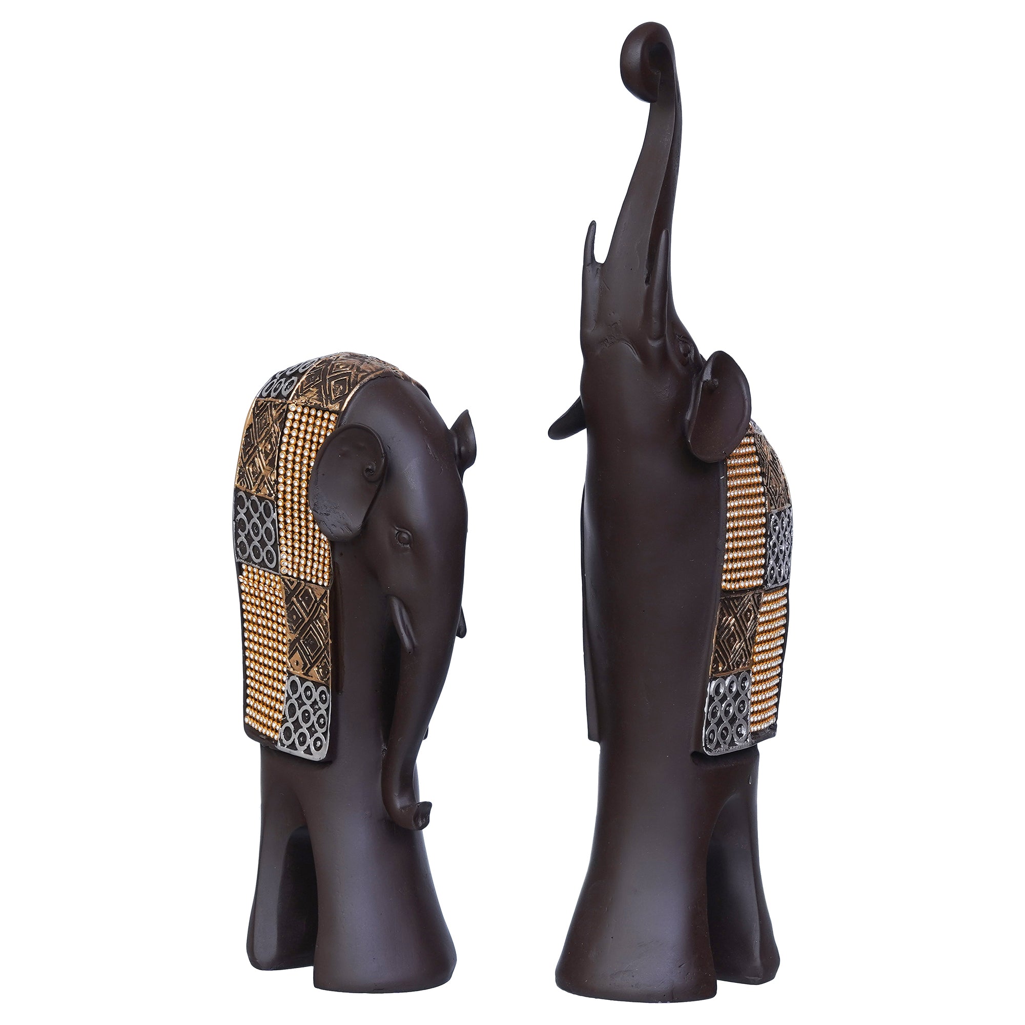Set of 2 Elephant Statues Animal Figurine Decorative Showpiece 6