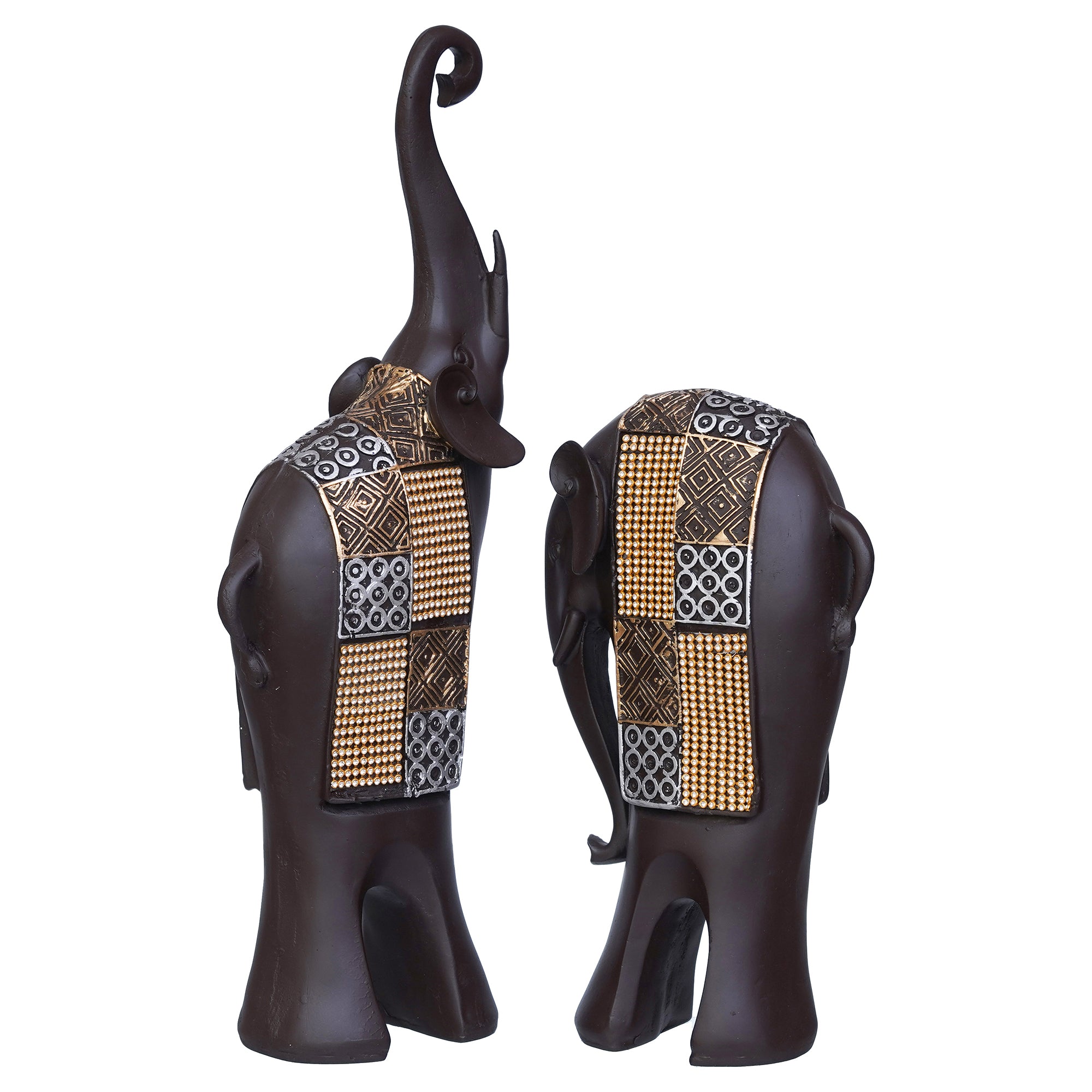 Set of 2 Elephant Statues Animal Figurine Decorative Showpiece 8