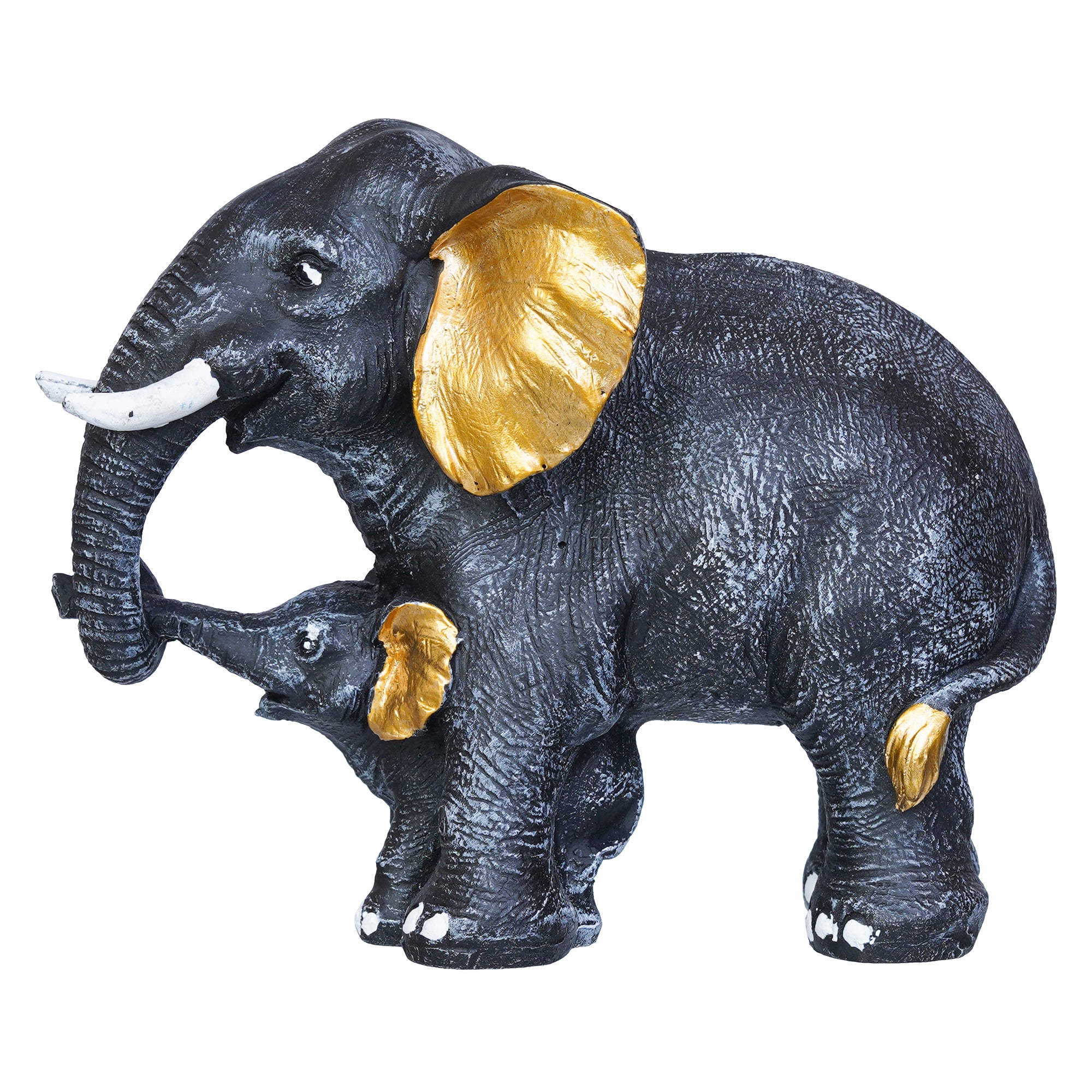 Set of 2 Elephant with Baby Elephant Statues Animal Figurines Decorative Showpiece 2