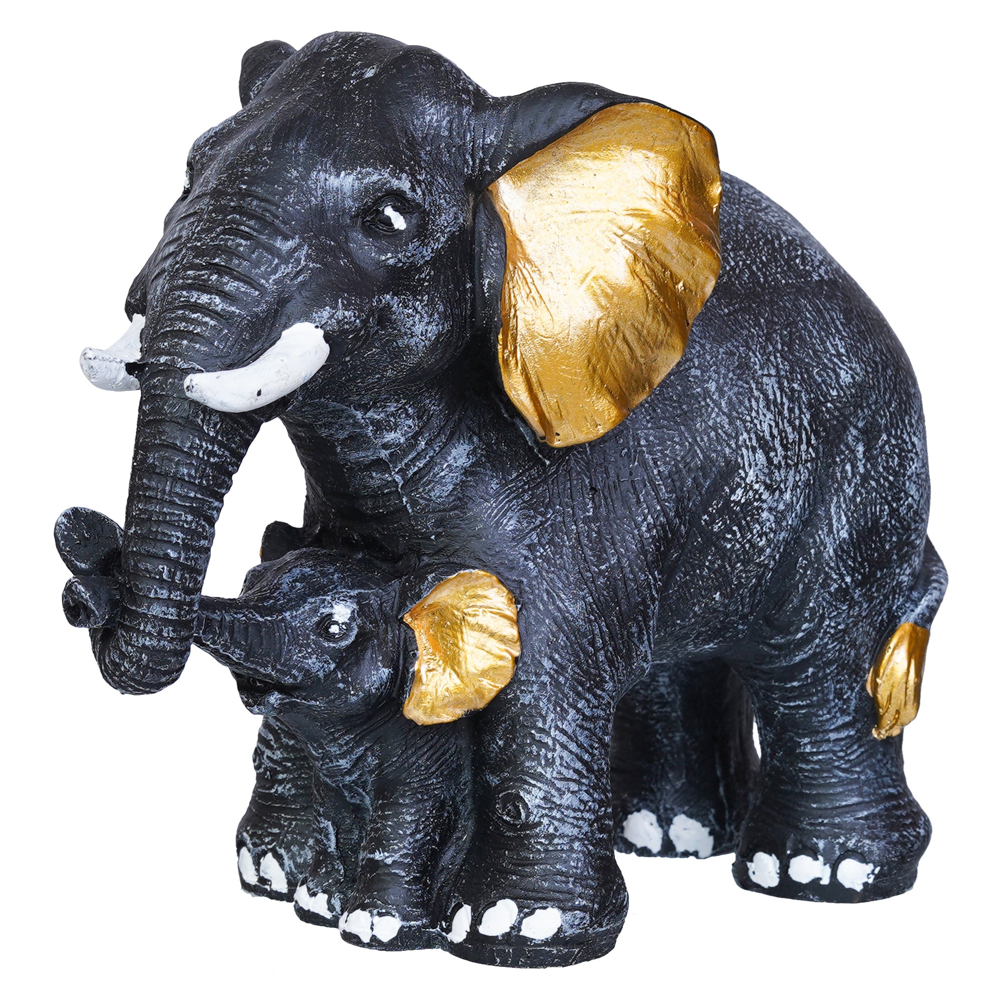 Set of 2 Elephant with Baby Elephant Statues Animal Figurines Decorative Showpiece 6