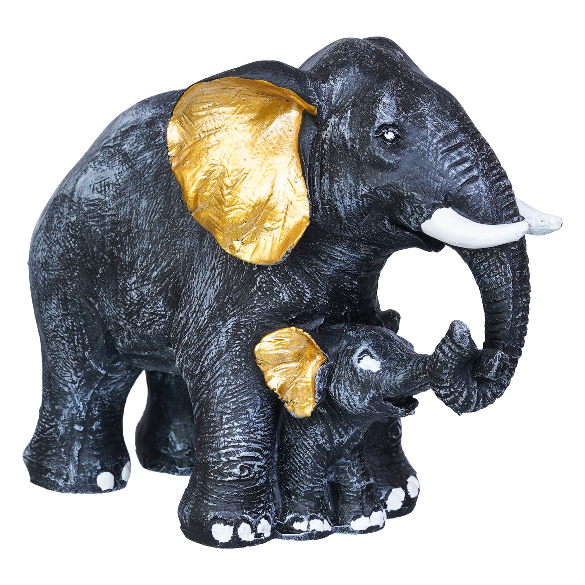 Set of 2 Elephant with Baby Elephant Statues Animal Figurines Decorative Showpiece 7
