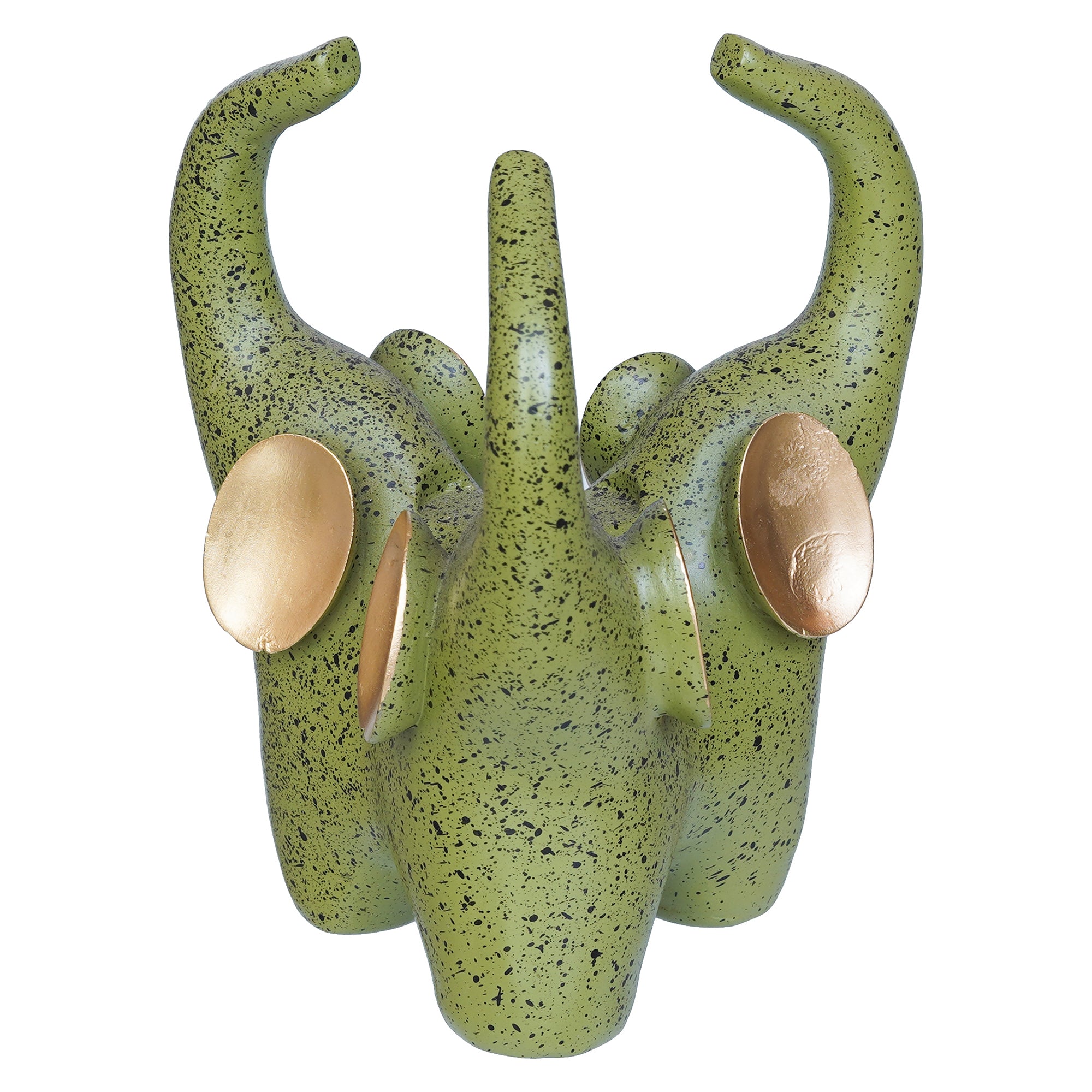 Green, Golden Polyresin Handcrafted Elephant Statue Decorative Showpiece 3