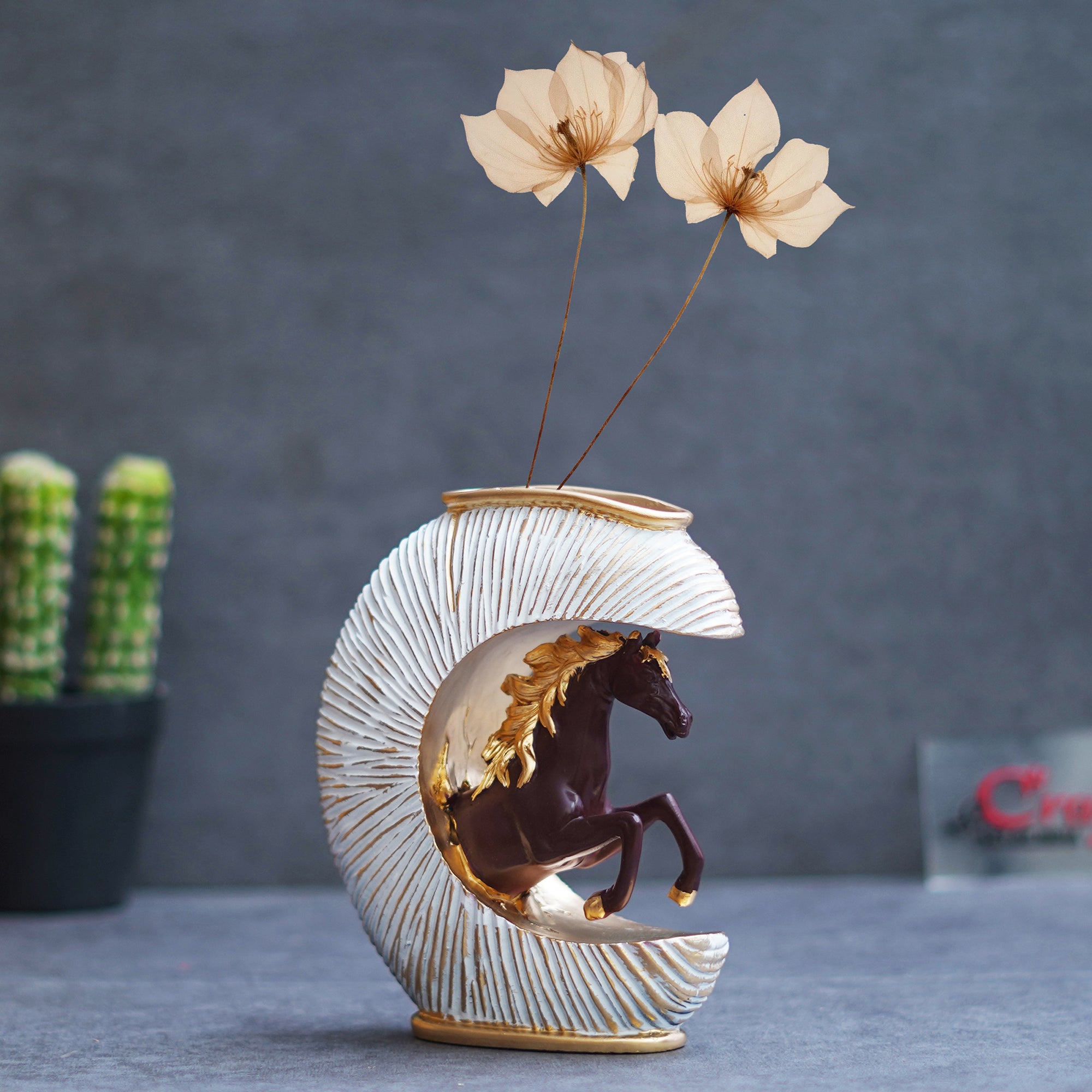 Multicolor Polyresin Running Horse Statue Flower Vase Animal Figurine Planter Decorative Showpiece 5