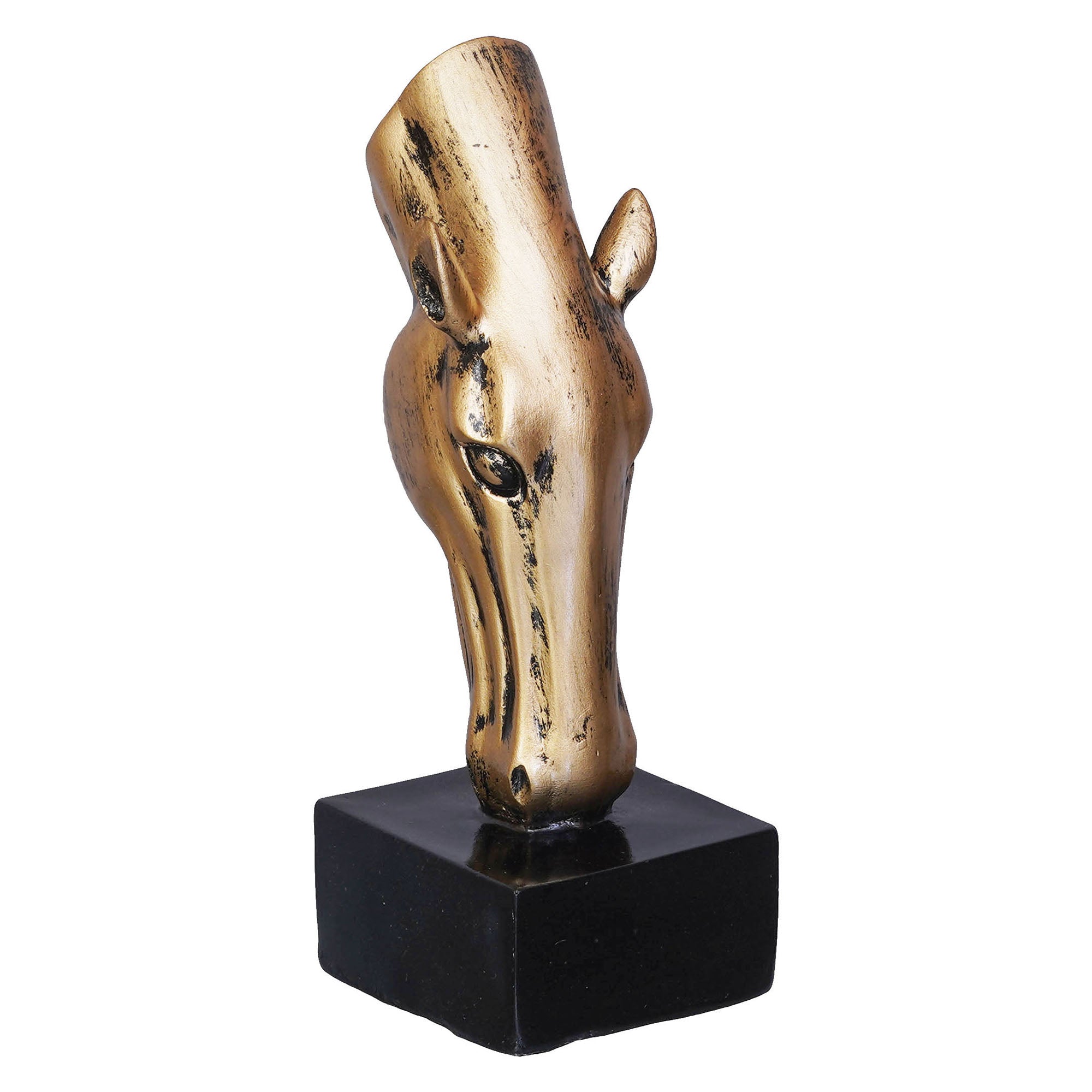 Golden Horse Head Statue Animal Figurine Showpiece for Home, Office Decor 2