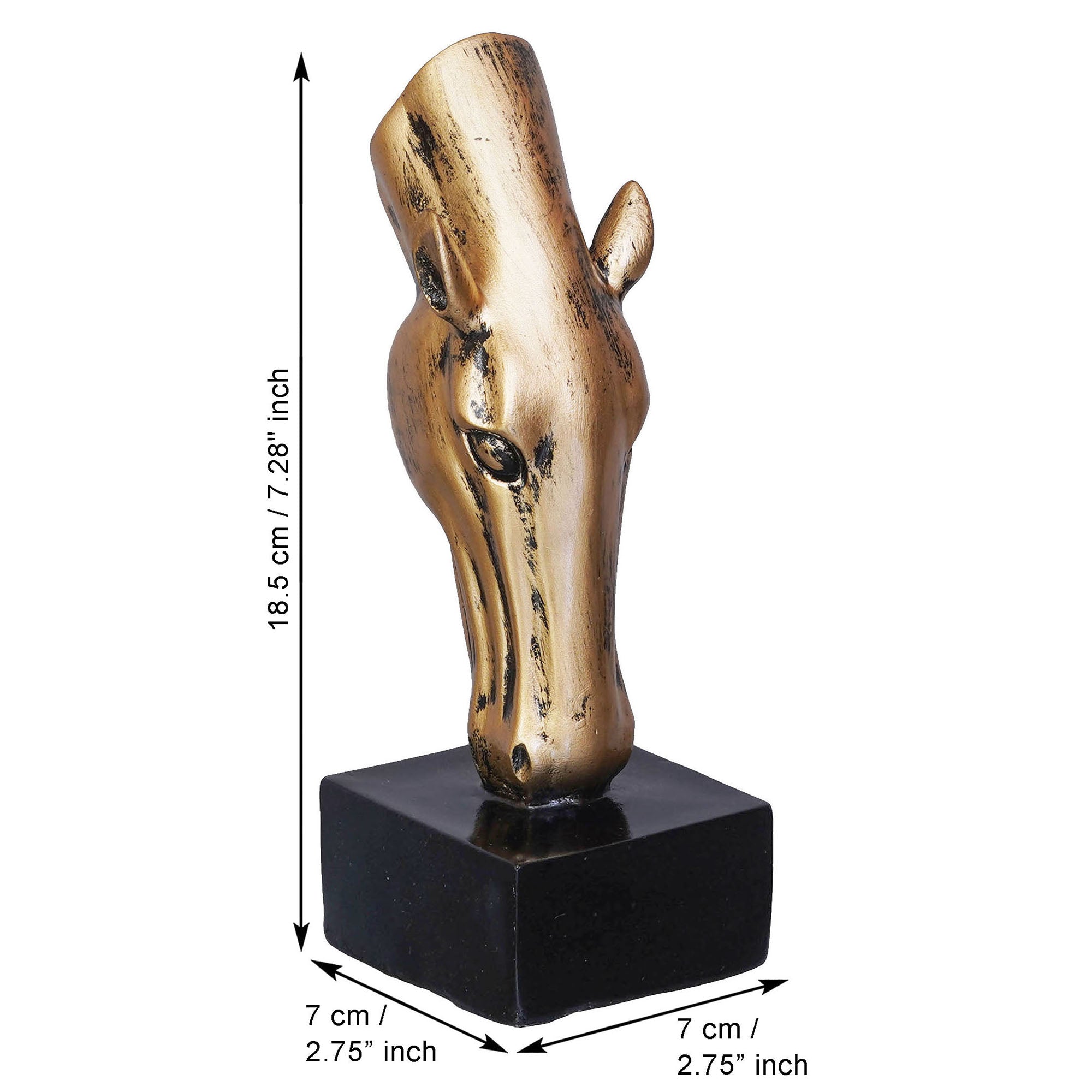 Golden Horse Head Statue Animal Figurine Showpiece for Home, Office Decor 3
