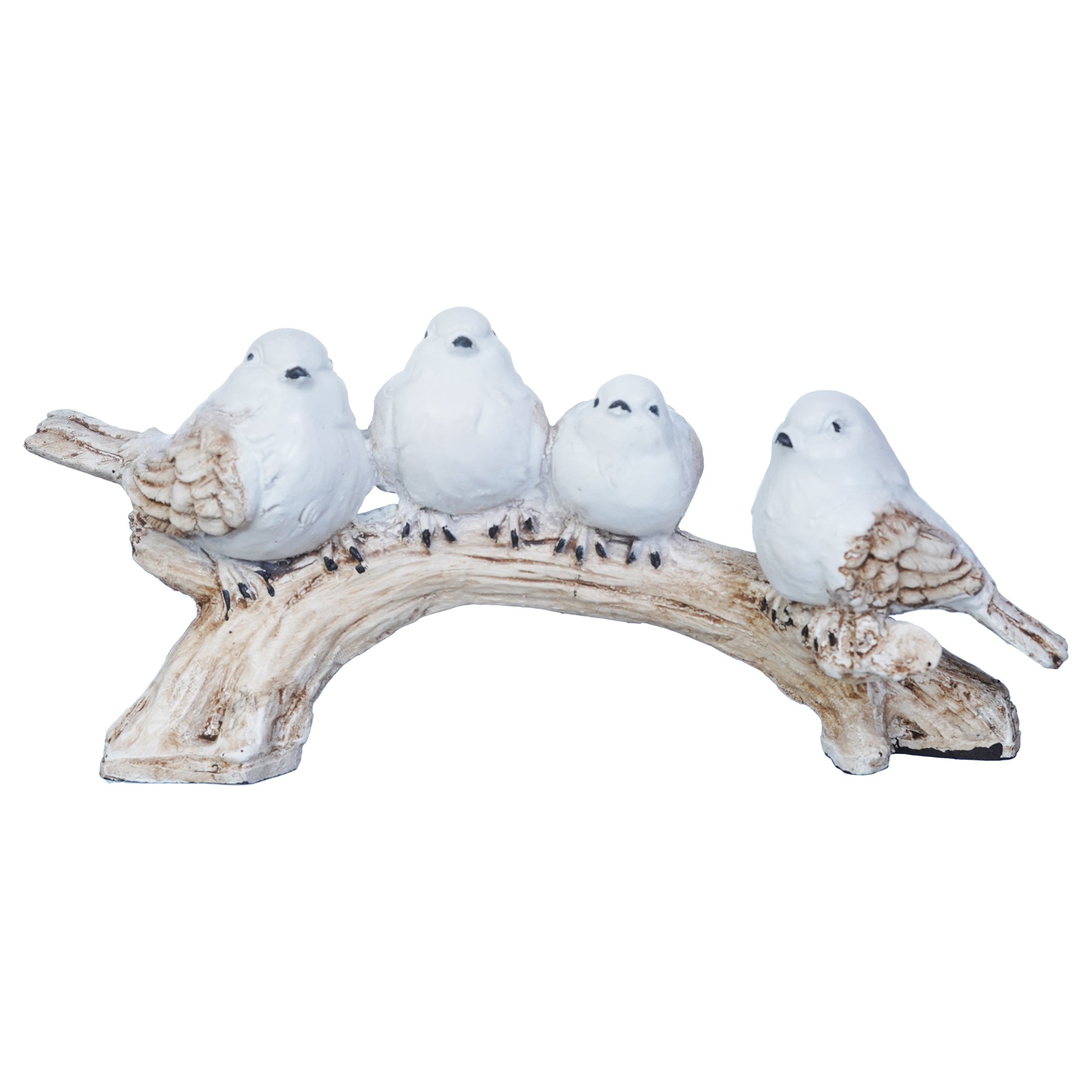 Polyresin Handcrafted 4 White Bird Statues Sitting on Tree Branch Decorative Showpiece 2