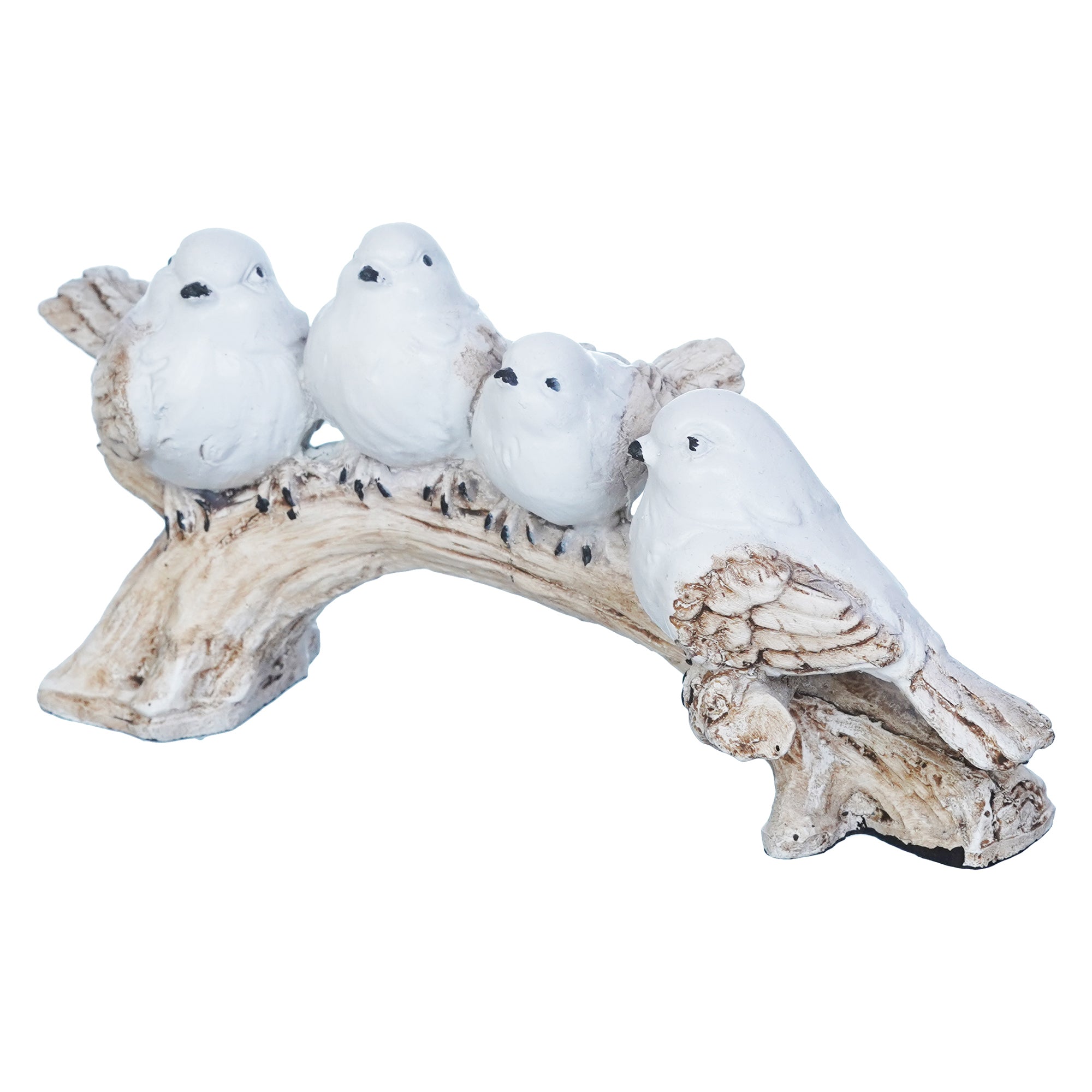 Polyresin Handcrafted 4 White Bird Statues Sitting on Tree Branch Decorative Showpiece 7