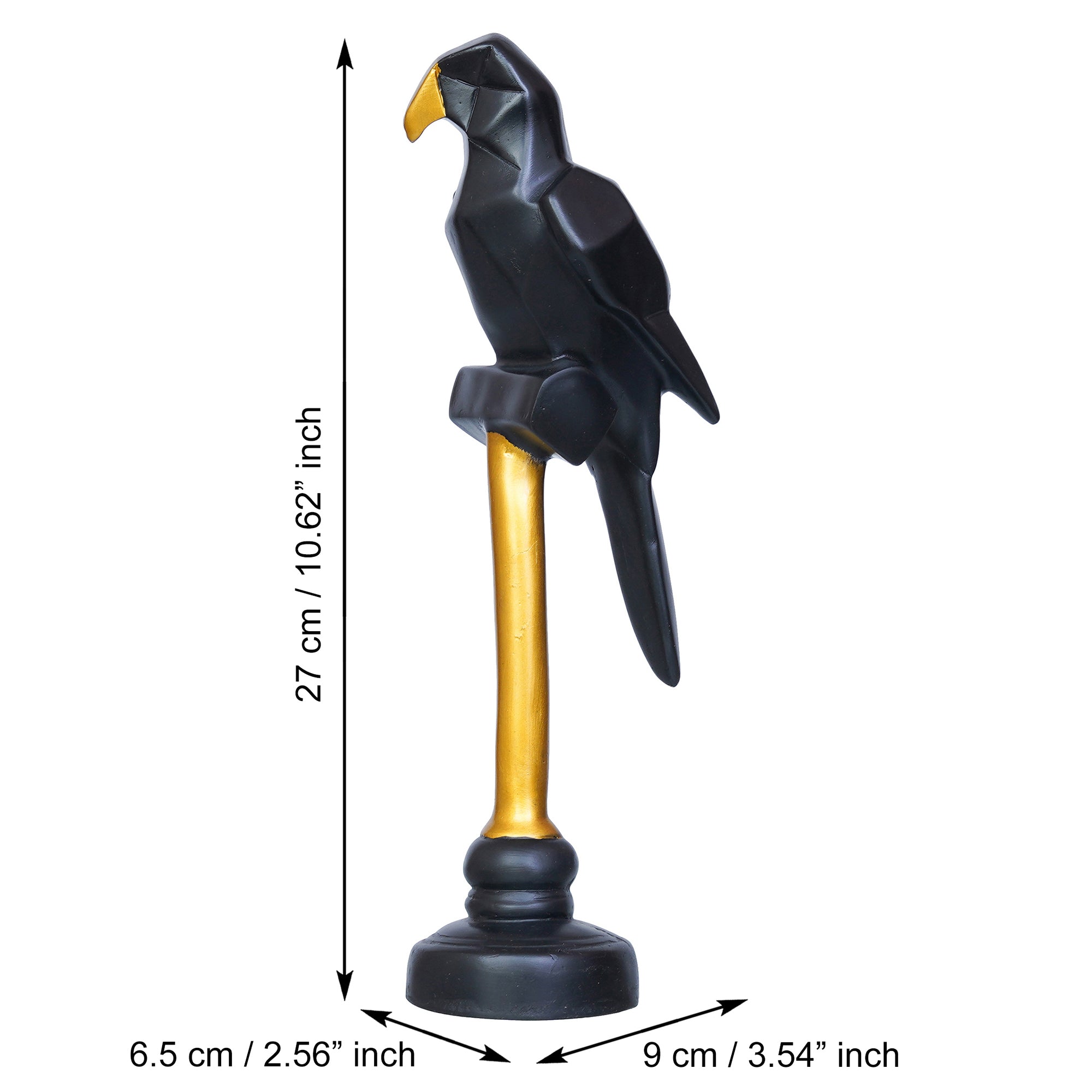 Polyresin Black Parrot Statue Decorative Showpiece for Home, Living Room, Office Decor 3