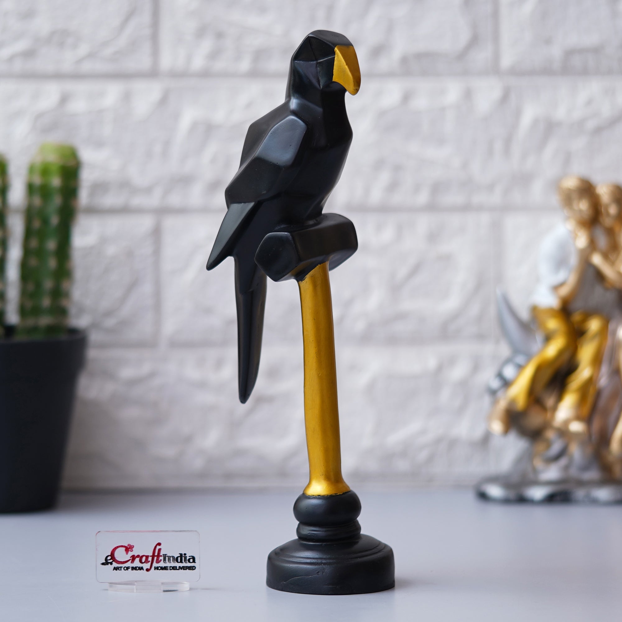 Polyresin Black Parrot Statue Decorative Showpiece for Home, Living Room, Office Decor 4