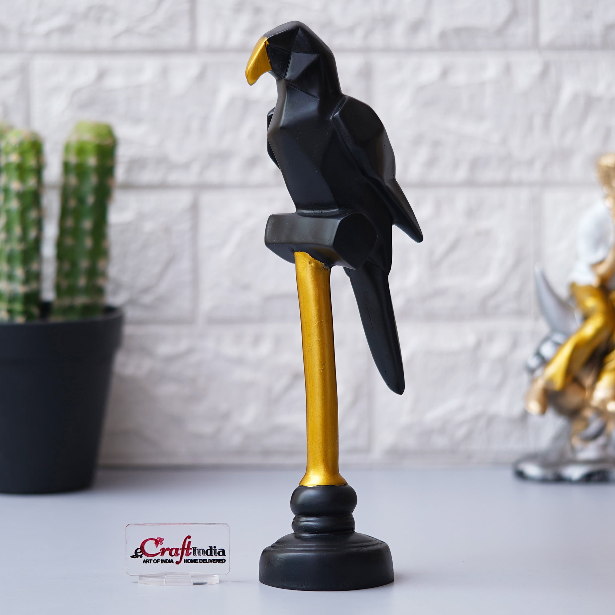 Polyresin Black Parrot Statue Decorative Showpiece for Home, Living Room, Office Decor 5