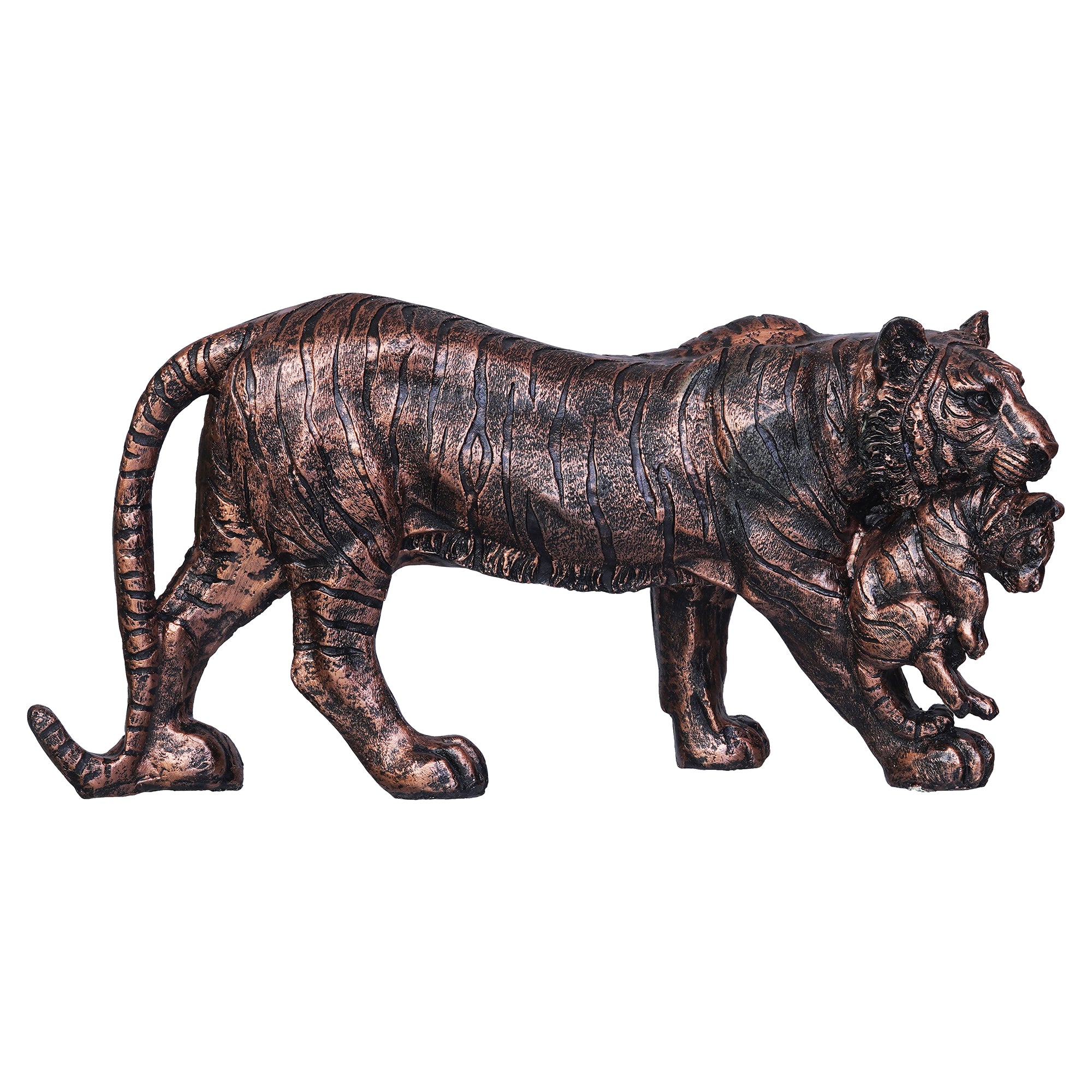 Rustic Brown Polyresin Lioness with Cub Statue Animal Figurine Showpiece 2
