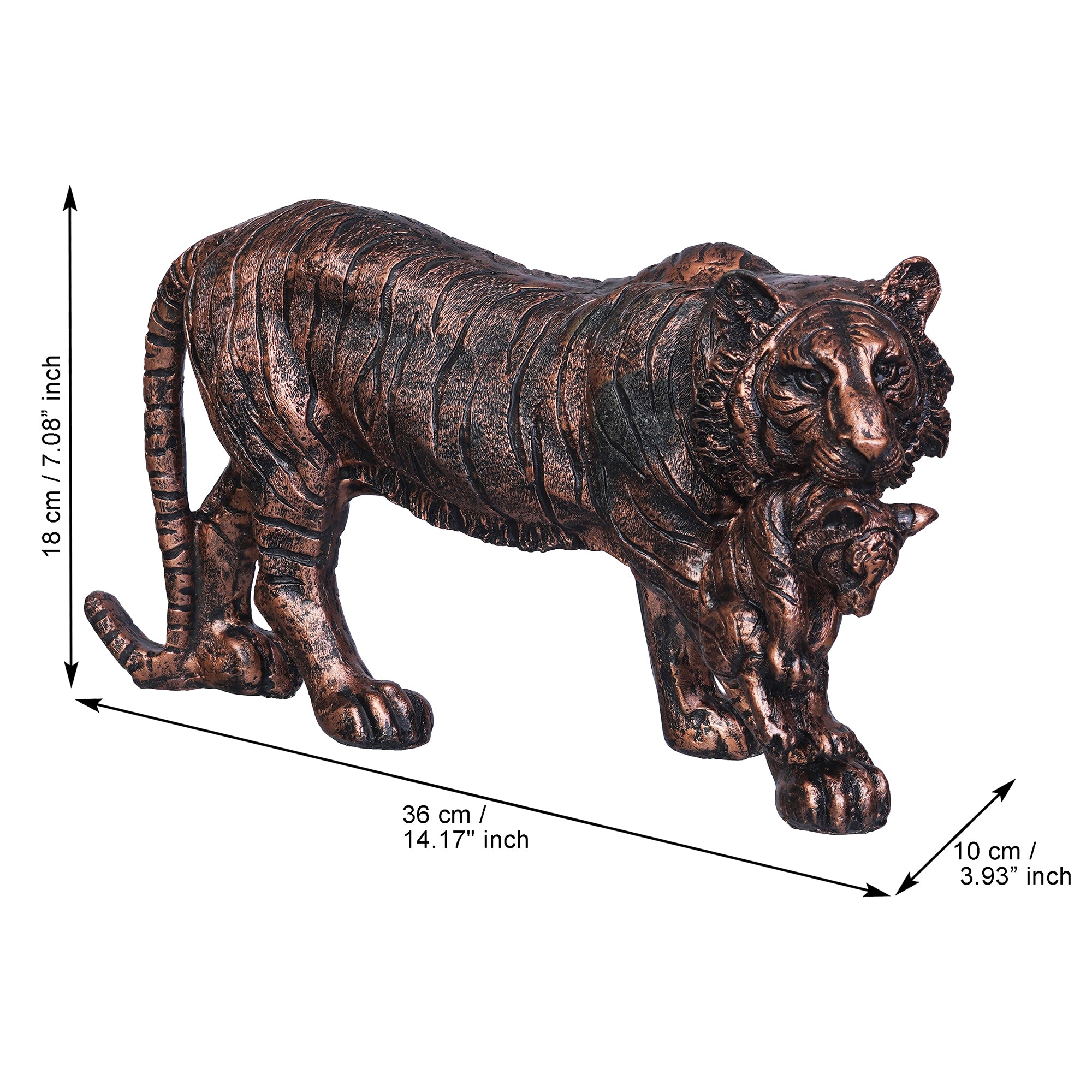Rustic Brown Polyresin Lioness with Cub Statue Animal Figurine Showpiece 3