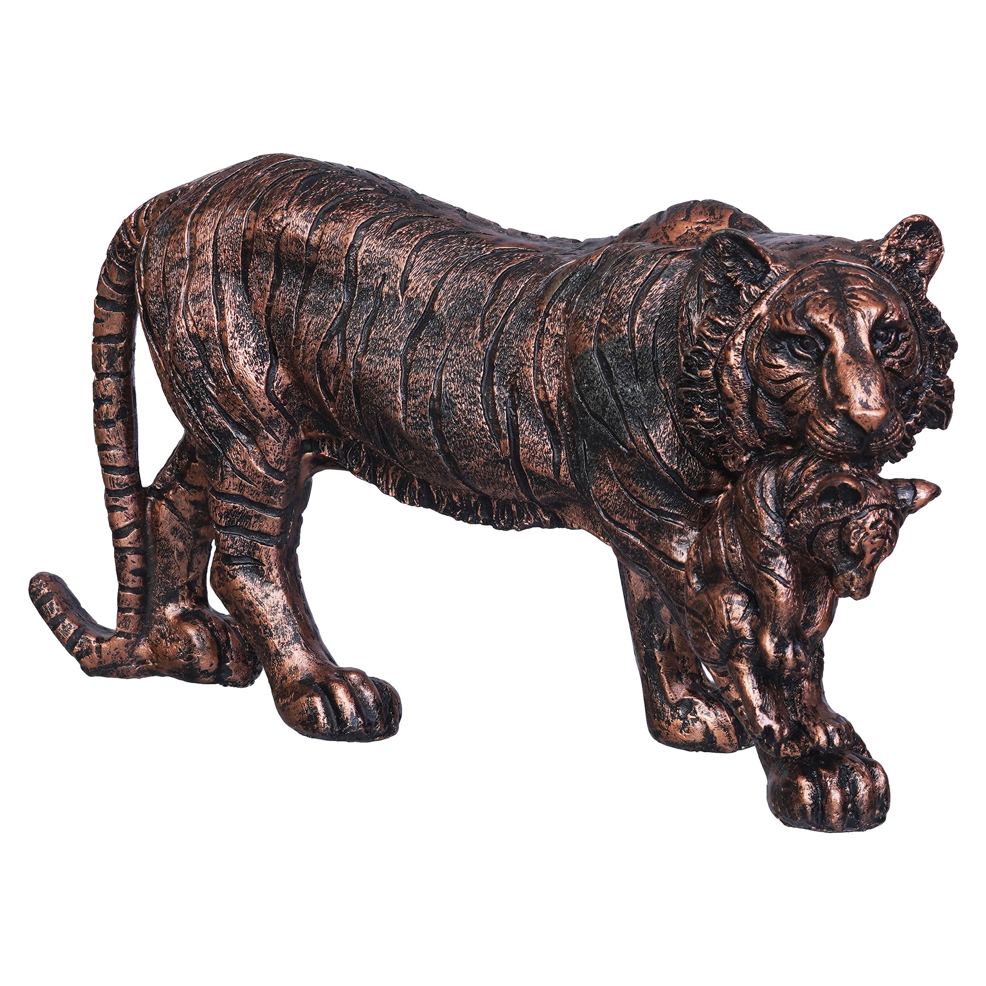 Rustic Brown Polyresin Lioness with Cub Statue Animal Figurine Showpiece 6